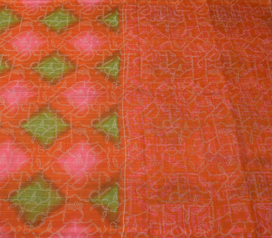 Sushila Vintage Multi-Color Saree Blend Cotton Printed Sari Craft Decor Fabric