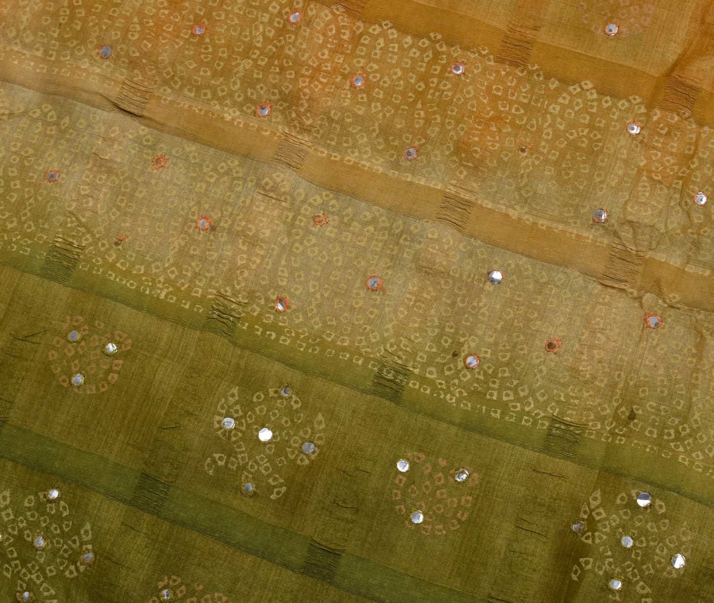 Sushila Vintage Green  Saree Pure Silk Woven & Bandhani Printed Sari Fabric