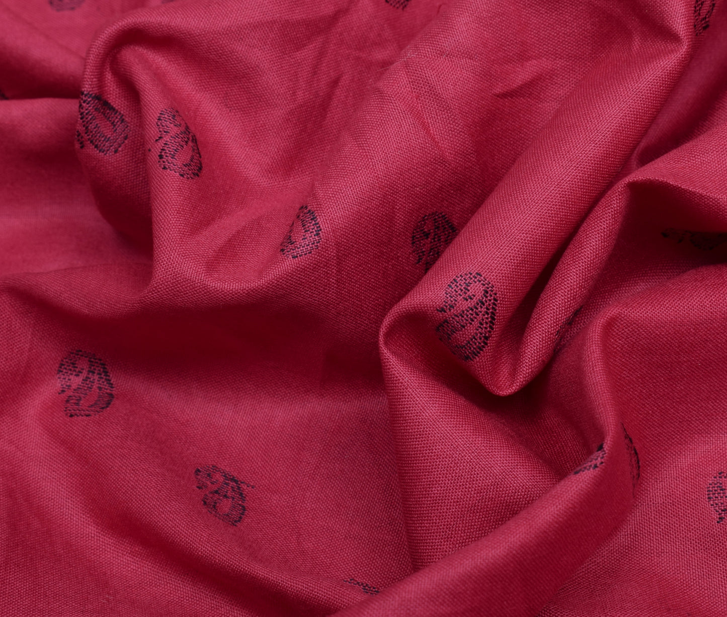 Sushila Vintage Dark Pink Saree 100% Pure Cotton Paisley Woven Sari Craft Fabric