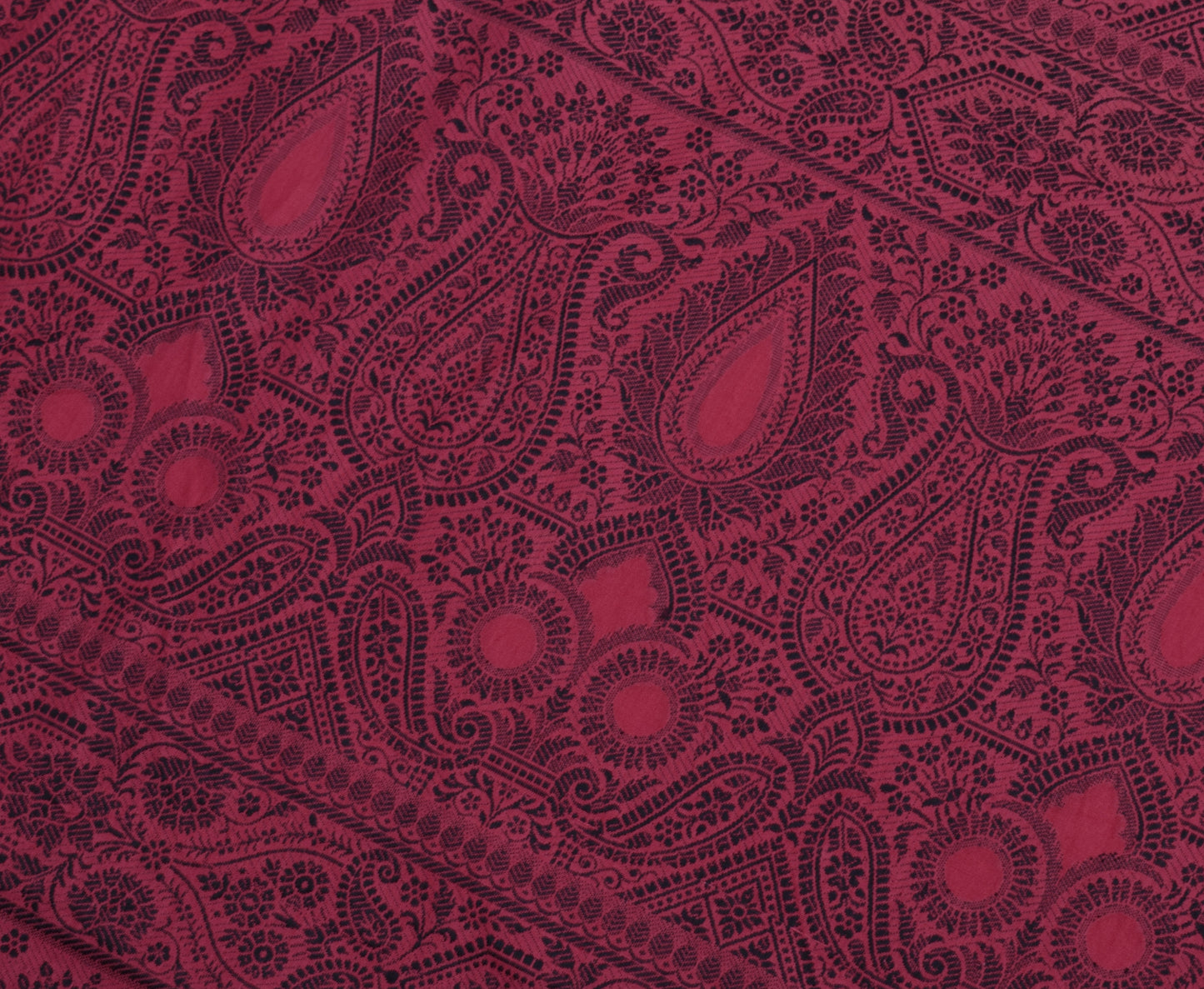 Sushila Vintage Dark Pink Saree 100% Pure Cotton Paisley Woven Sari Craft Fabric