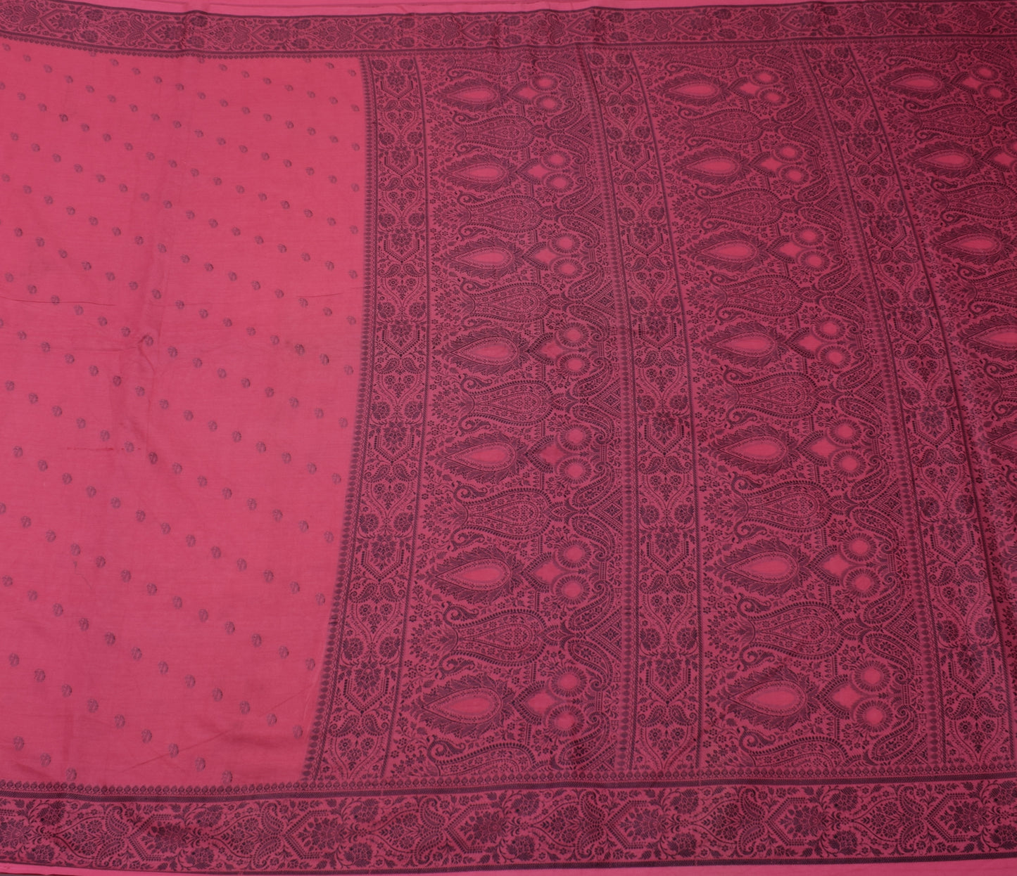 Sushila Vintage Dark Pink Saree 100% Pure Cotton Paisley Woven Sari Craft Fabric