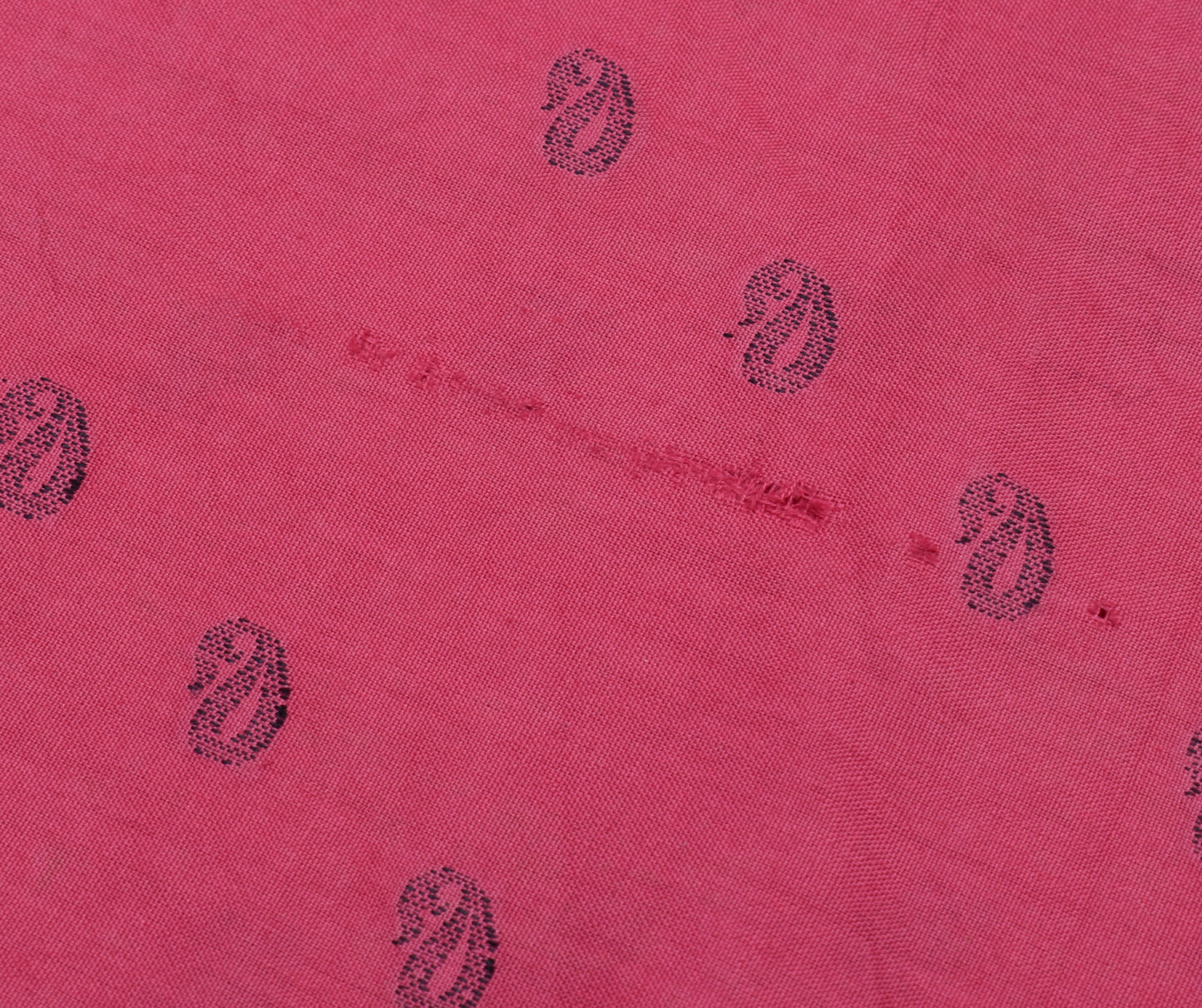 Sushila Vintage Dark Pink Saree 100% Pure Cotton Paisley Woven Sari Craft Fabric