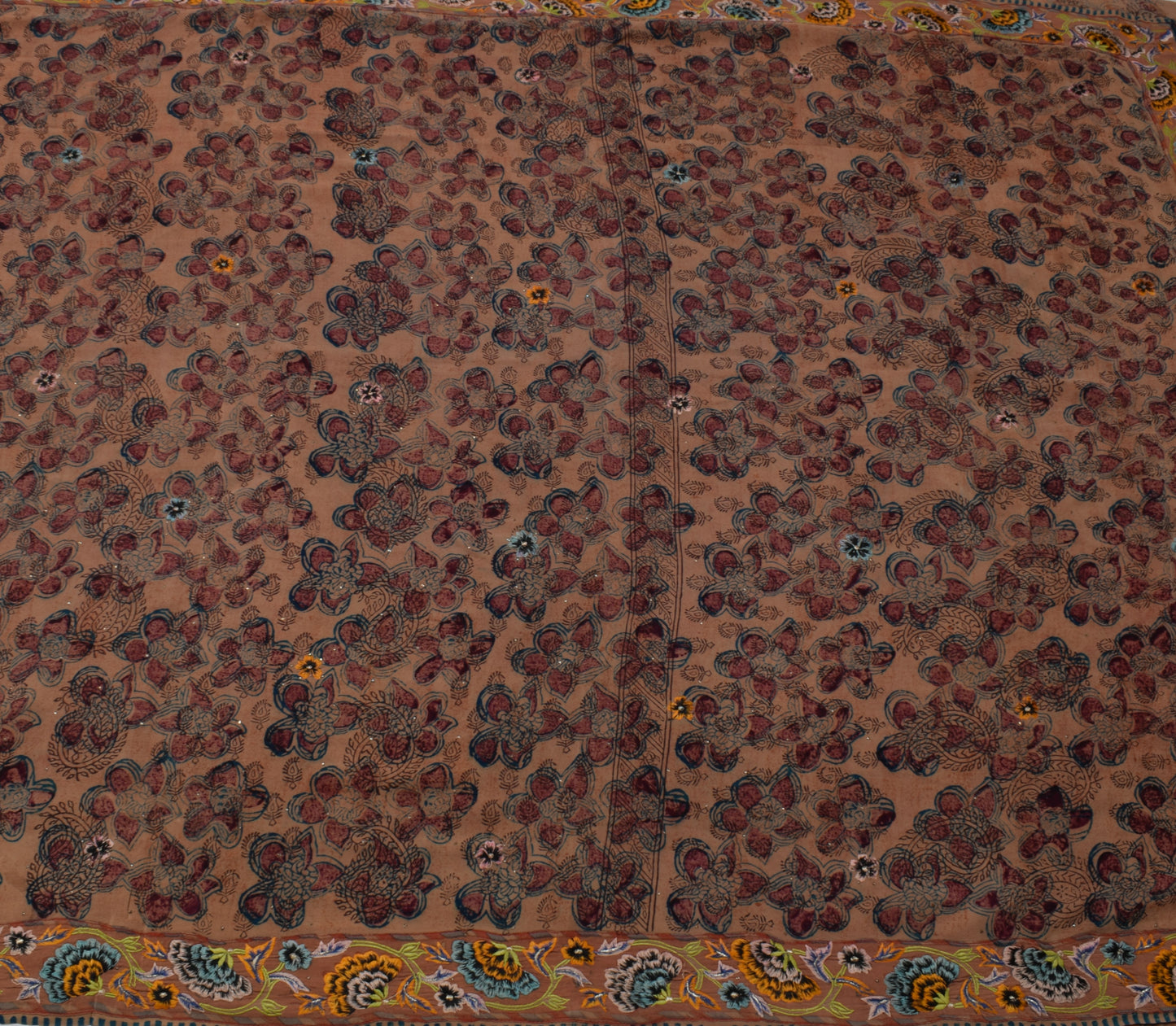 Sushila Vintage Indian Saree Pure Crepe Printed Floral Sari Craft 5 Yard Fabric
