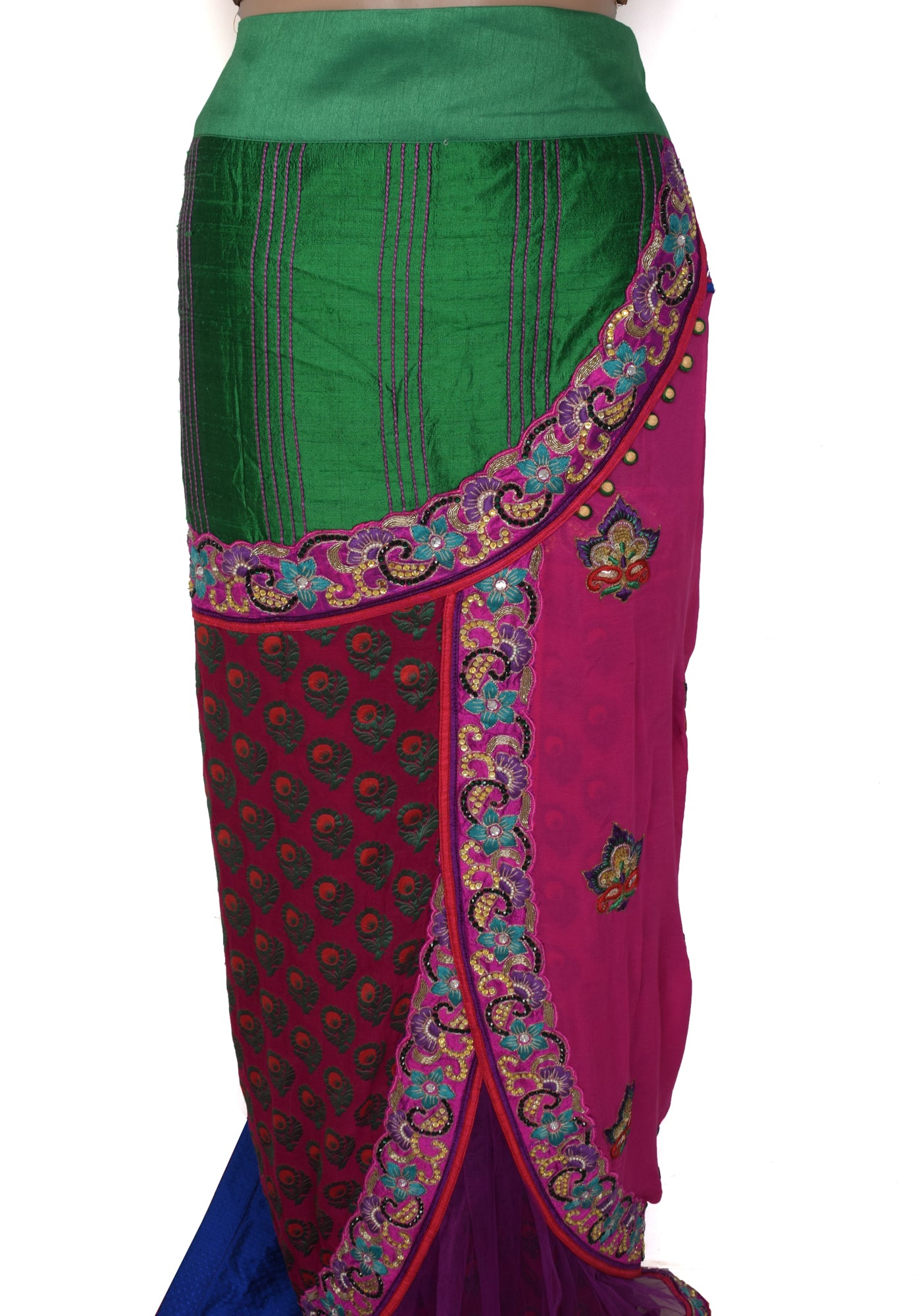 Sushila Vintage Dark Pink Saree Pure Georgette Silk Woven Floral Sari Fabric