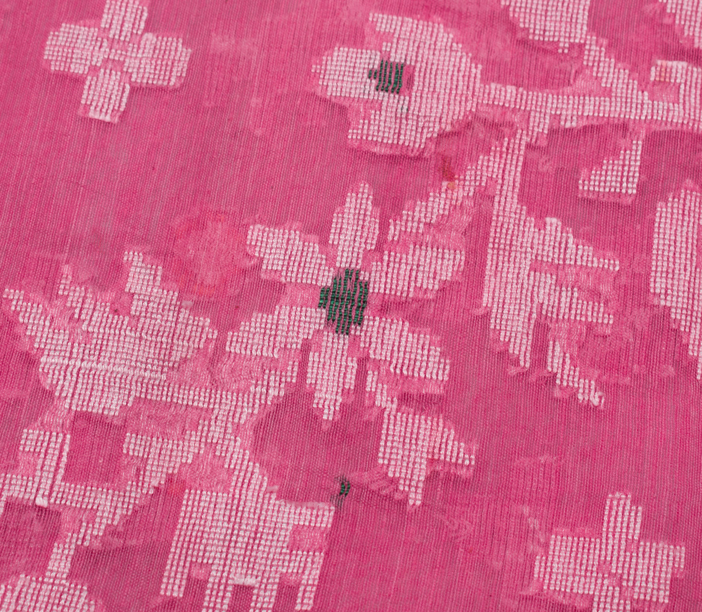 Sushila Vintage Indian Pink Saree Blend Cotton Woven Floral Sari 5 YD Fabric