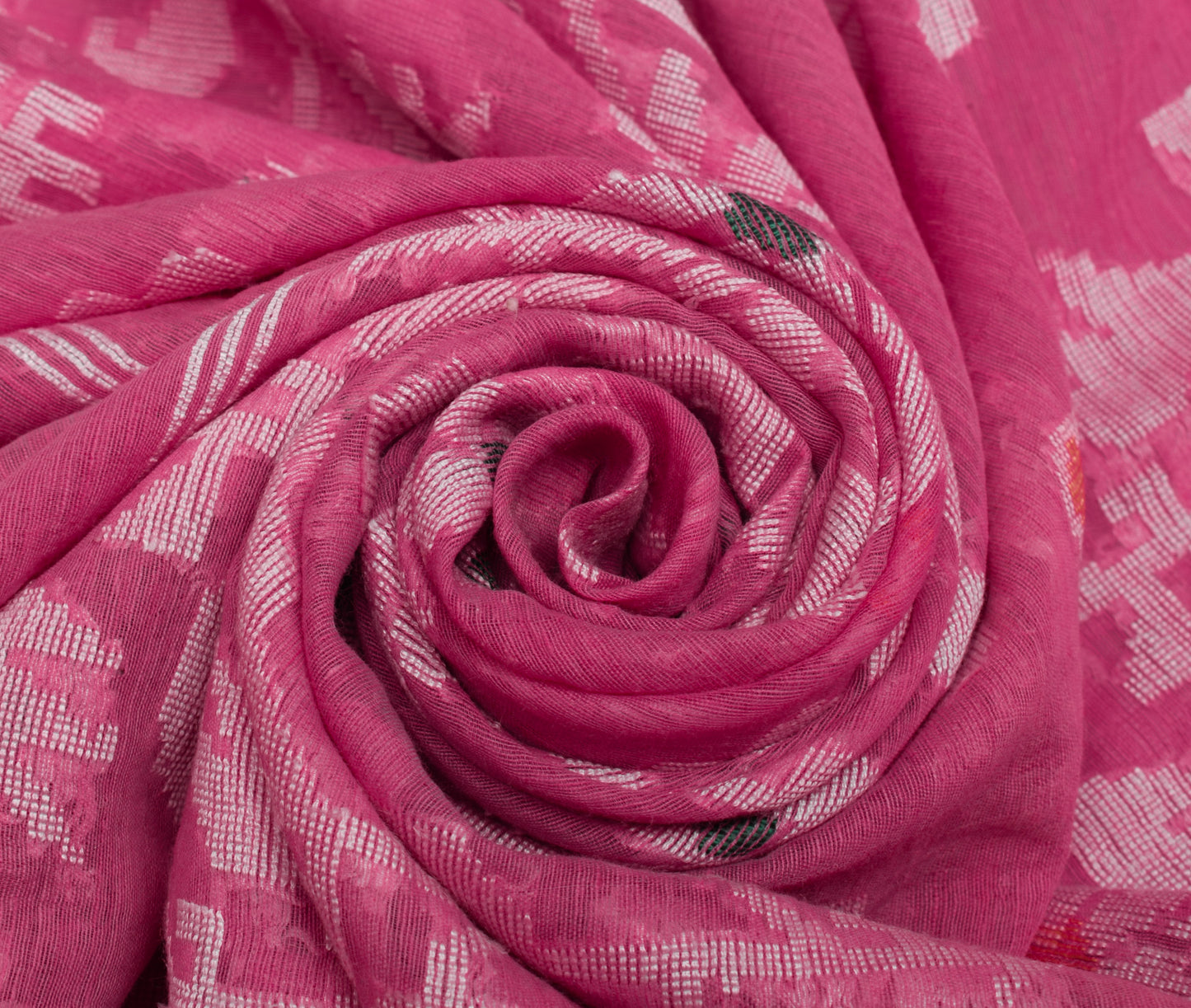 Sushila Vintage Indian Pink Saree Blend Cotton Woven Floral Sari 5 YD Fabric