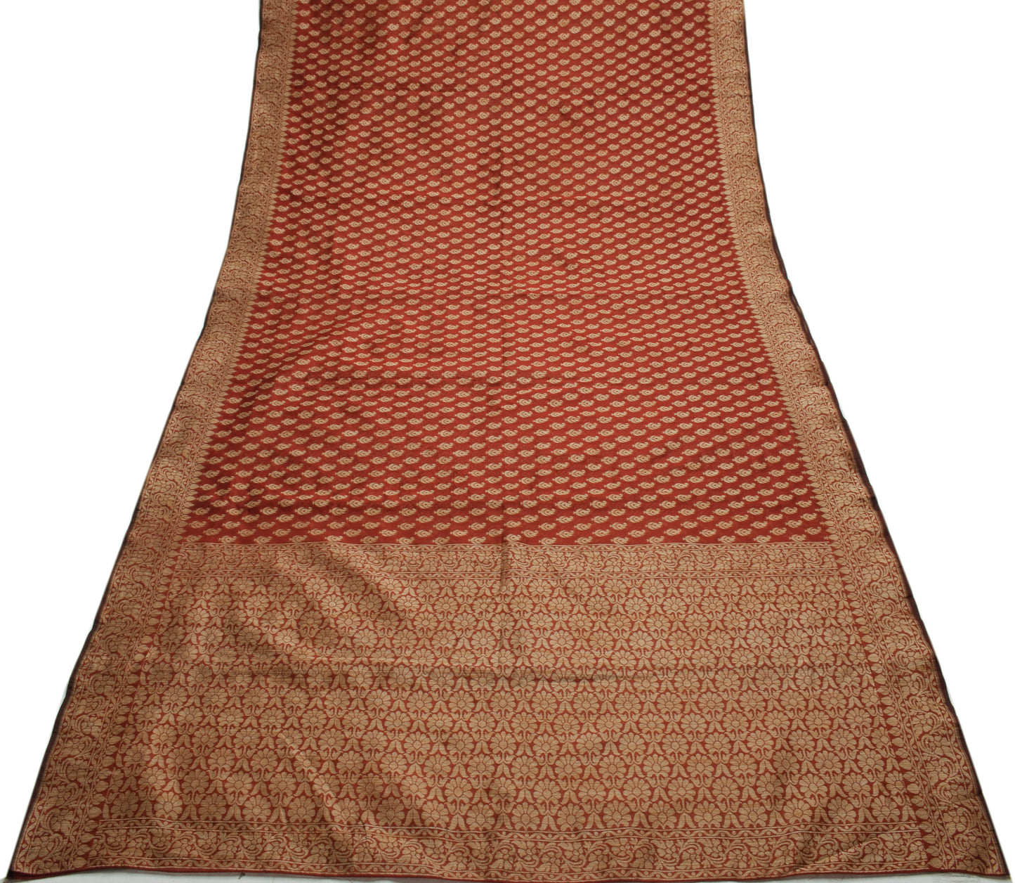 Sushila Vintage Maroon Indian Saree Blend Silk Woven Paisley Sari Craft Fabric