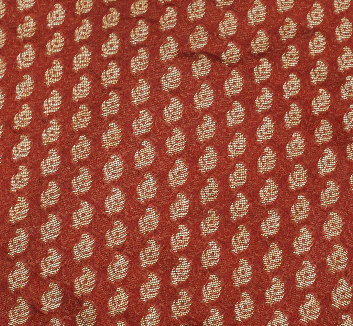 Sushila Vintage Maroon Indian Saree Blend Silk Woven Paisley Sari Craft Fabric