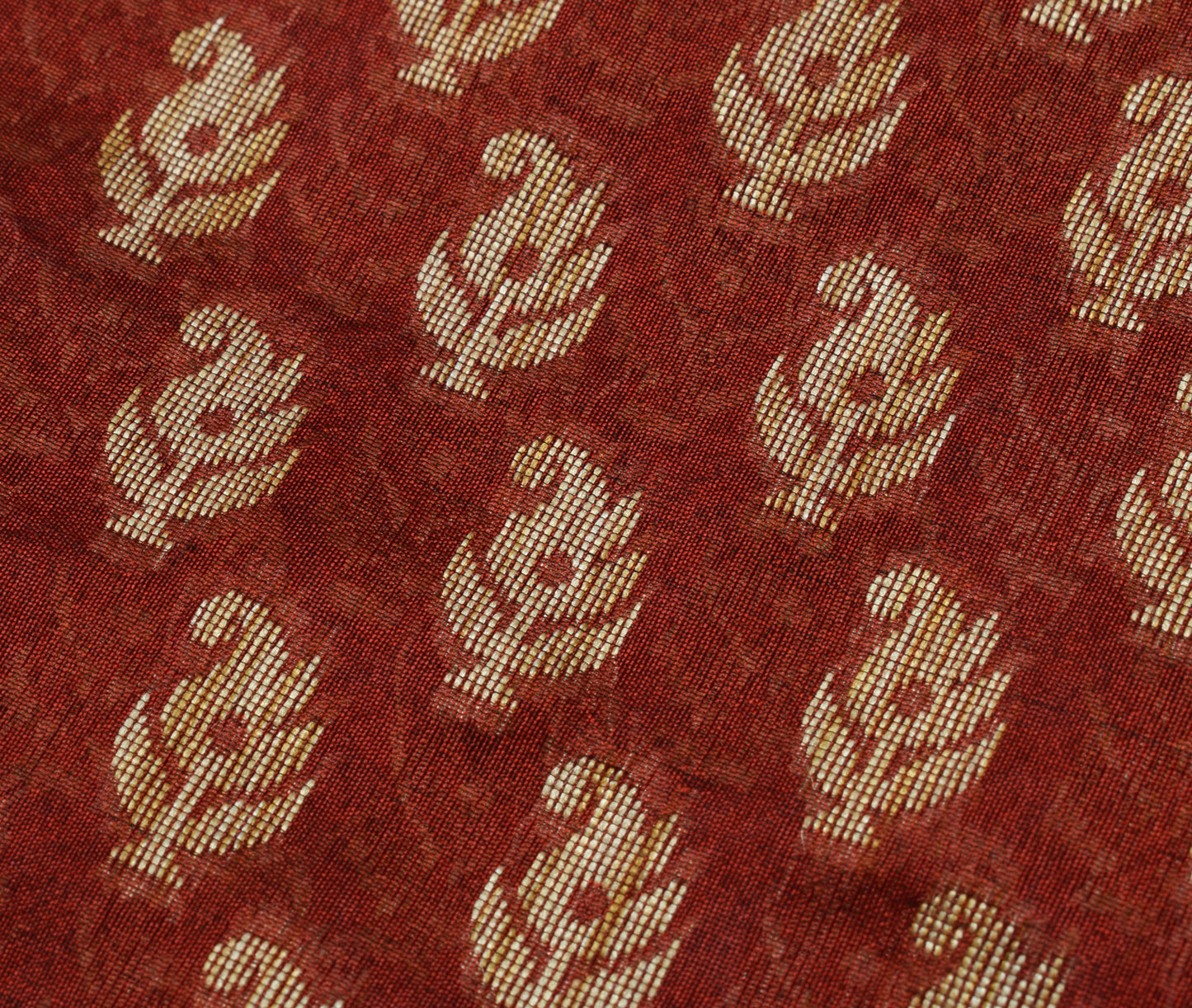 Sushila Vintage Maroon Indian Saree Blend Silk Woven Paisley Sari Craft Fabric
