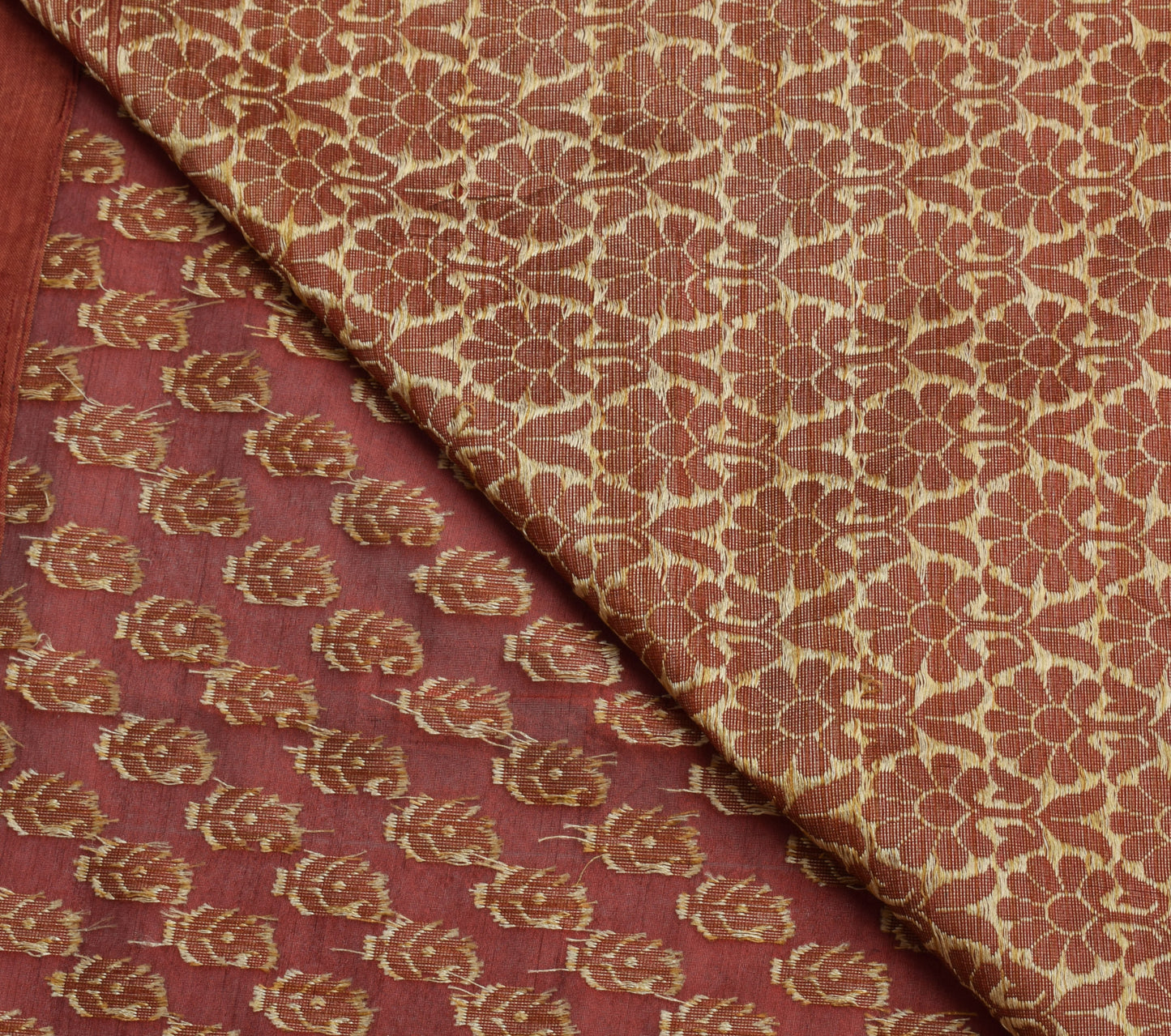 Sushila Vintage Maroon Indian Saree Blend Silk Woven Paisley Sari Craft Fabric