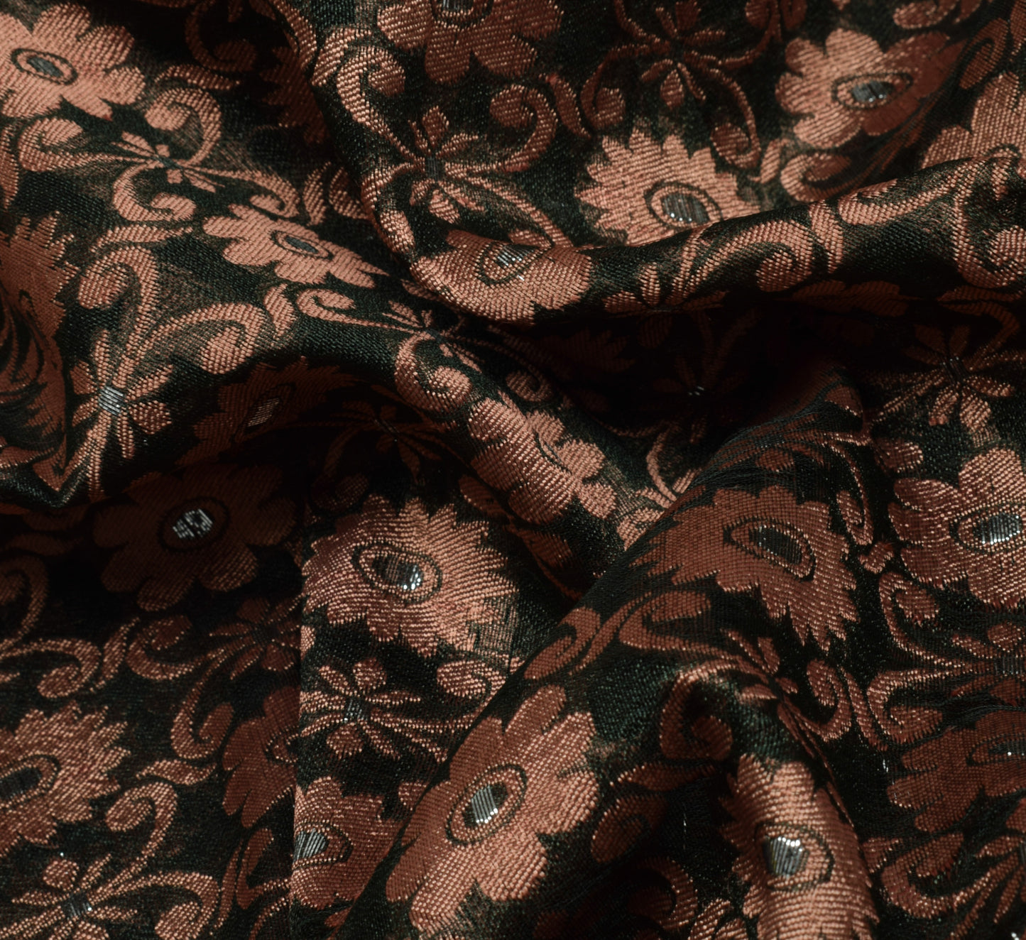 Sushila Vintage Green Indian Saree Blend Silk Woven Floral 5YD Sari Craft Fabric