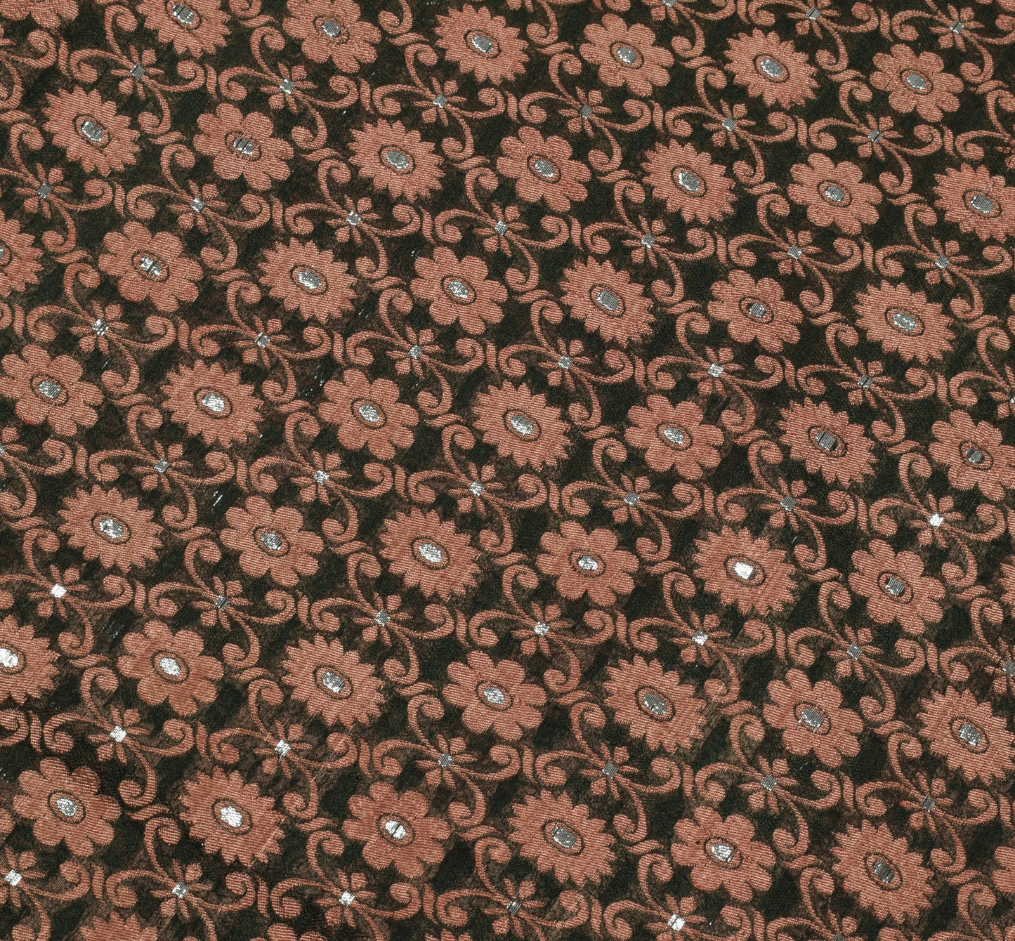 Sushila Vintage Green Indian Saree Blend Silk Woven Floral 5YD Sari Craft Fabric