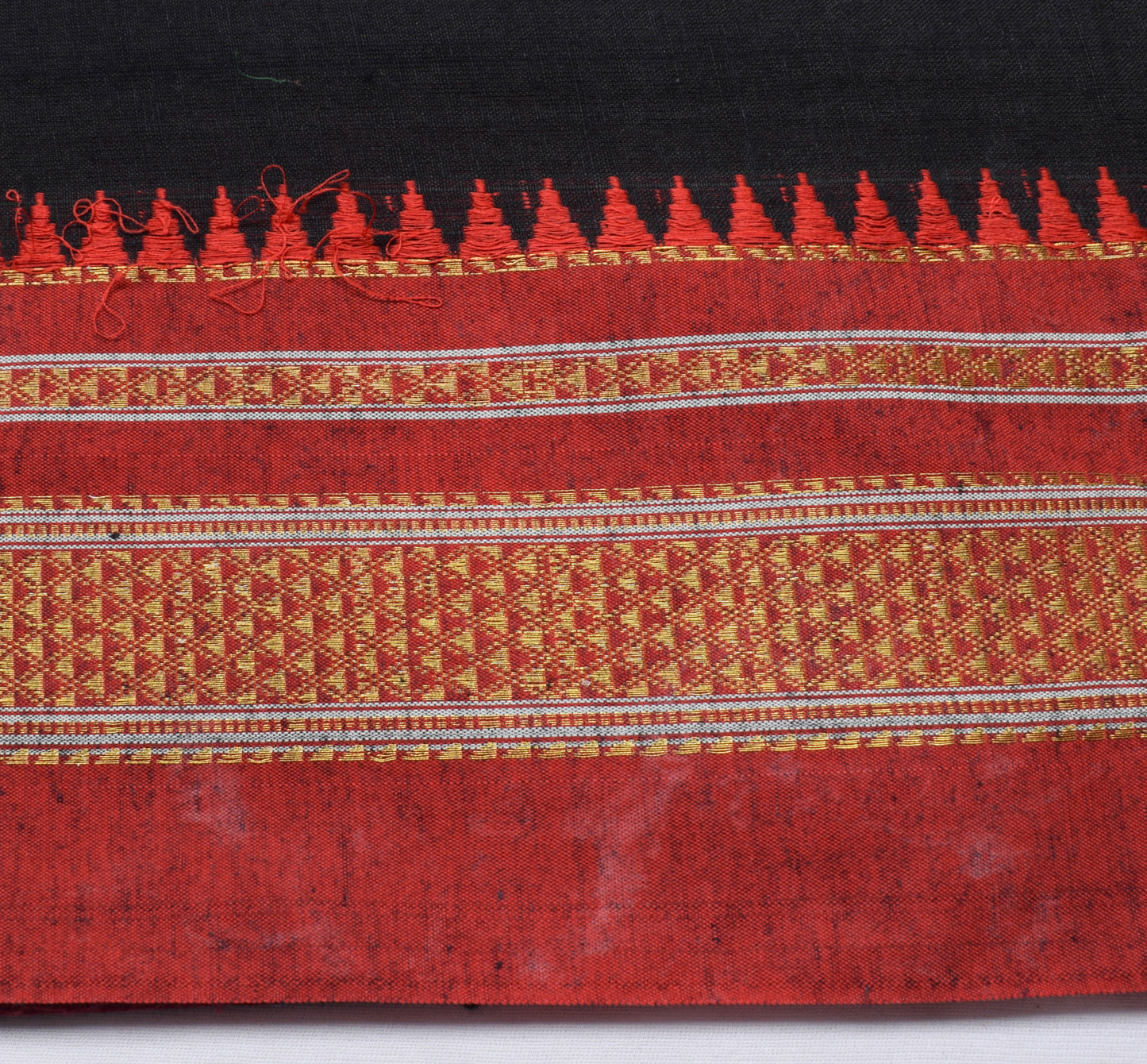 Sushila Vintage Black Indian Saree 100% Pure Cotton Woven Sari Craft Fabric
