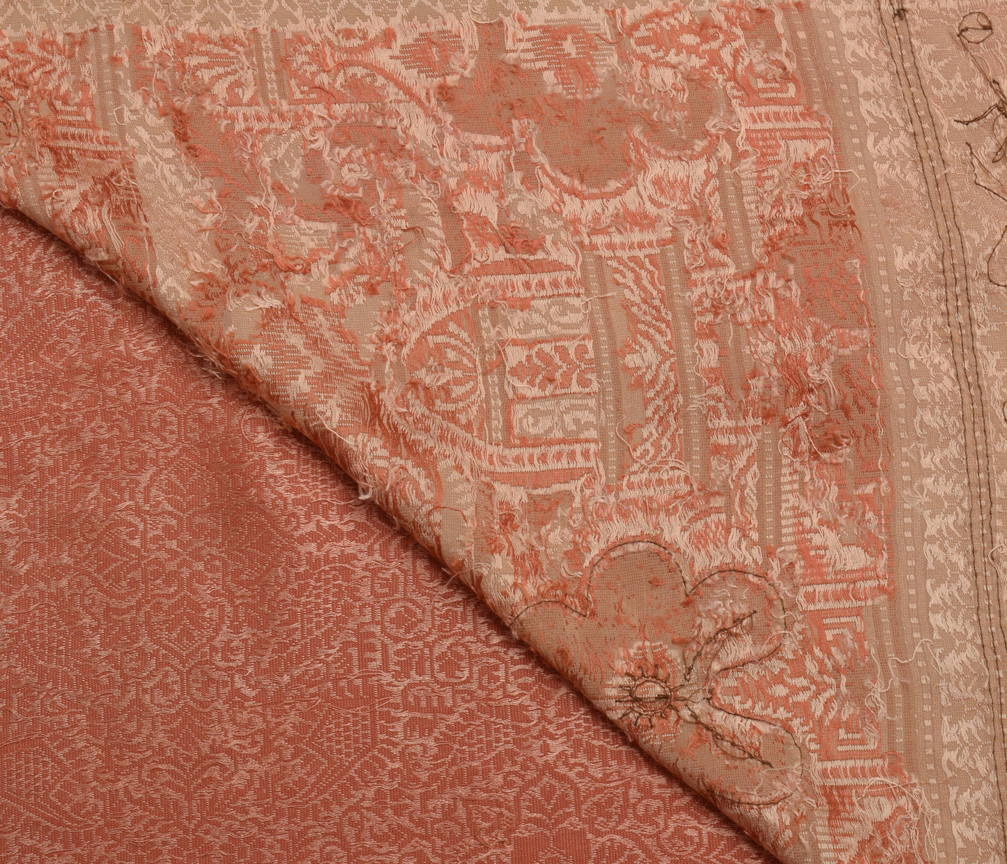 Sushila Vintage Indian Saree 100% Pure Silk Hand Beaded Floral 5 YD Sari Fabric