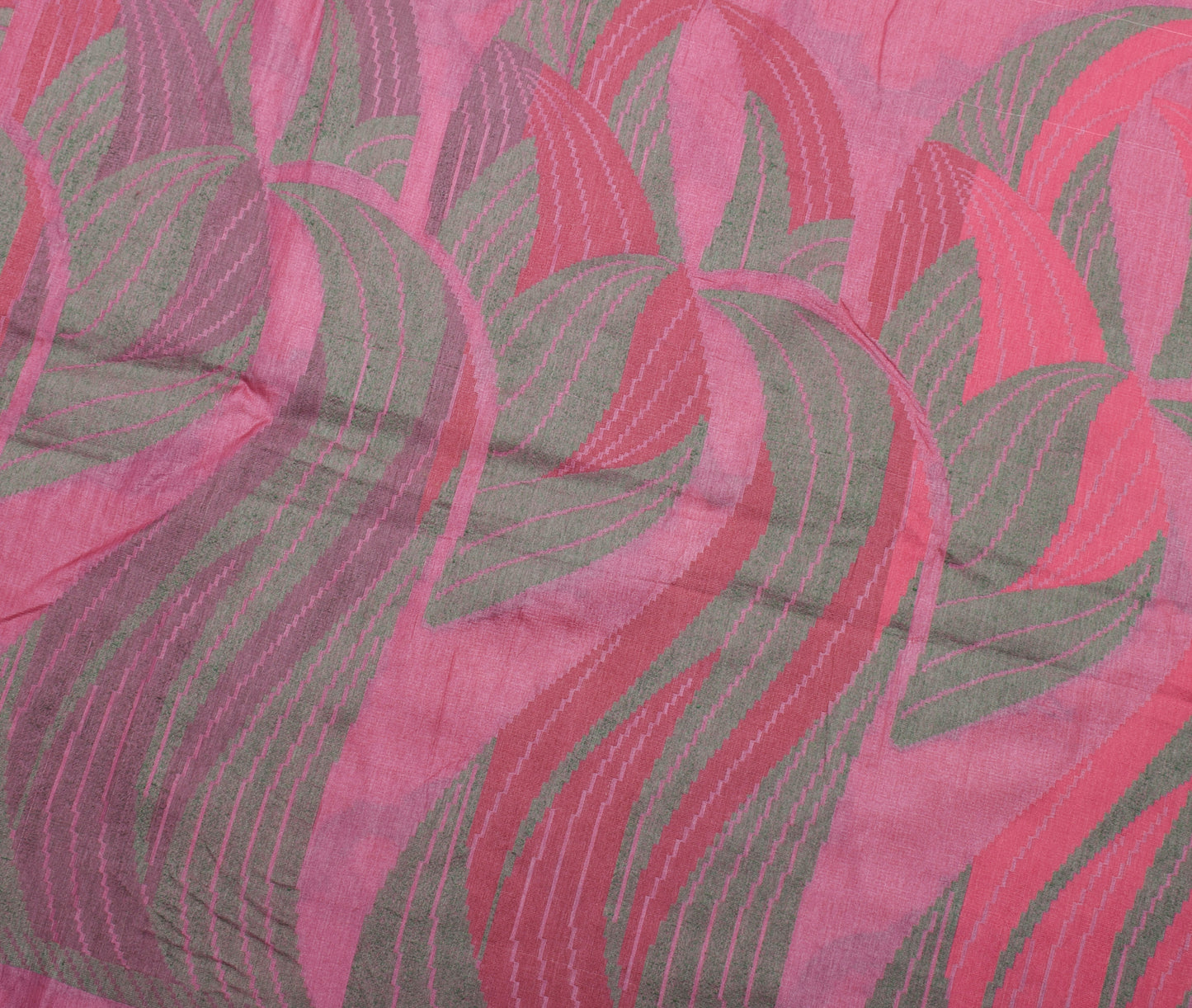 Sushila Vintage Pink Saree 100% Pure Silk Woven Paisley Sari 5 Yard Craft Fabric