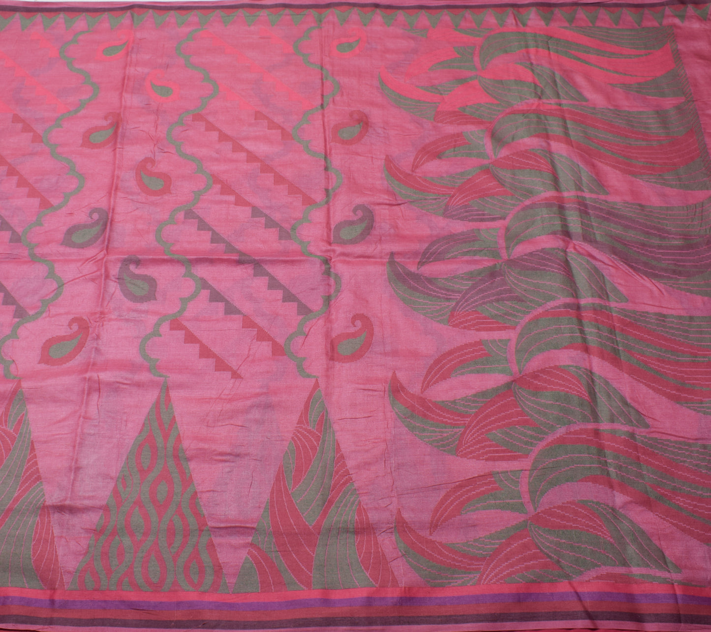 Sushila Vintage Pink Saree 100% Pure Silk Woven Paisley Sari 5 Yard Craft Fabric