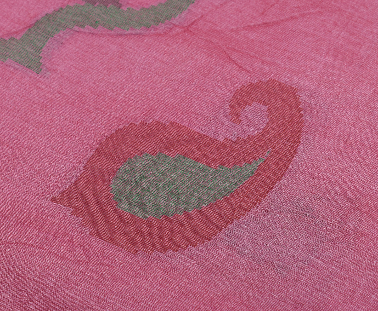 Sushila Vintage Pink Saree 100% Pure Silk Woven Paisley Sari 5 Yard Craft Fabric