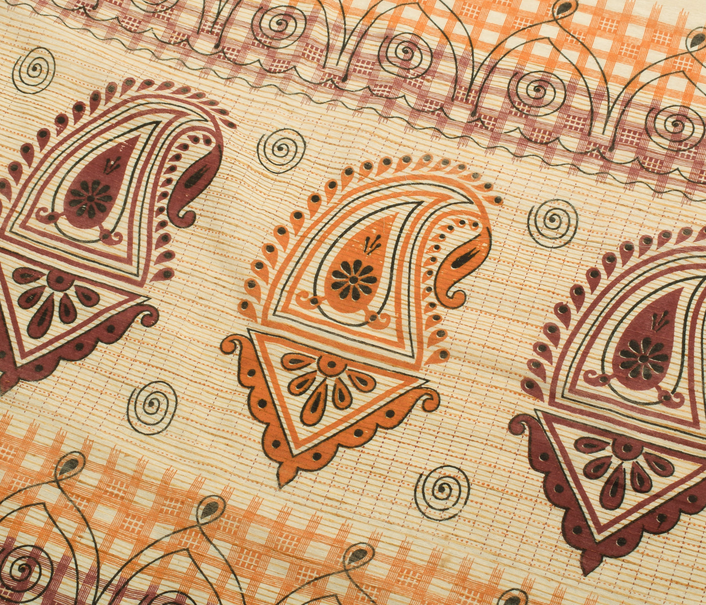 Sushila Vintage Cream Indian Saree 100% Pure Cotton Woven 5 YD Sari Craft Fabric