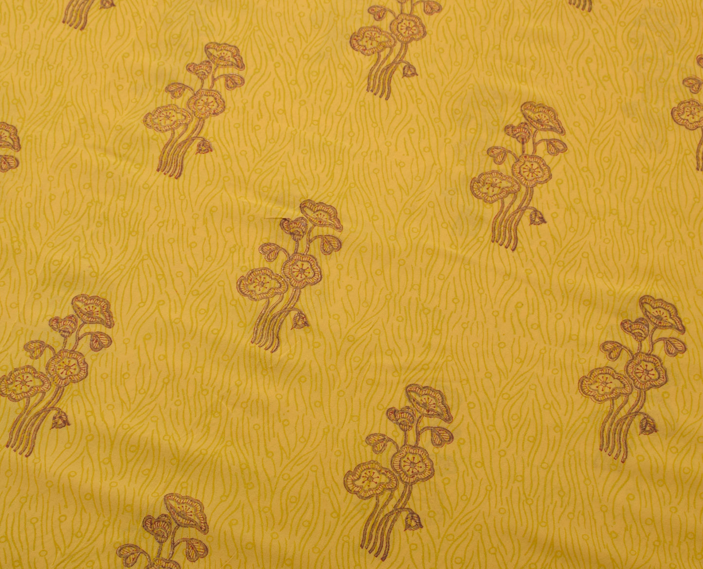 Sushila Vintage Mustard Saree Pure Georgette Silk Hand Beaded Floral Sari Fabric