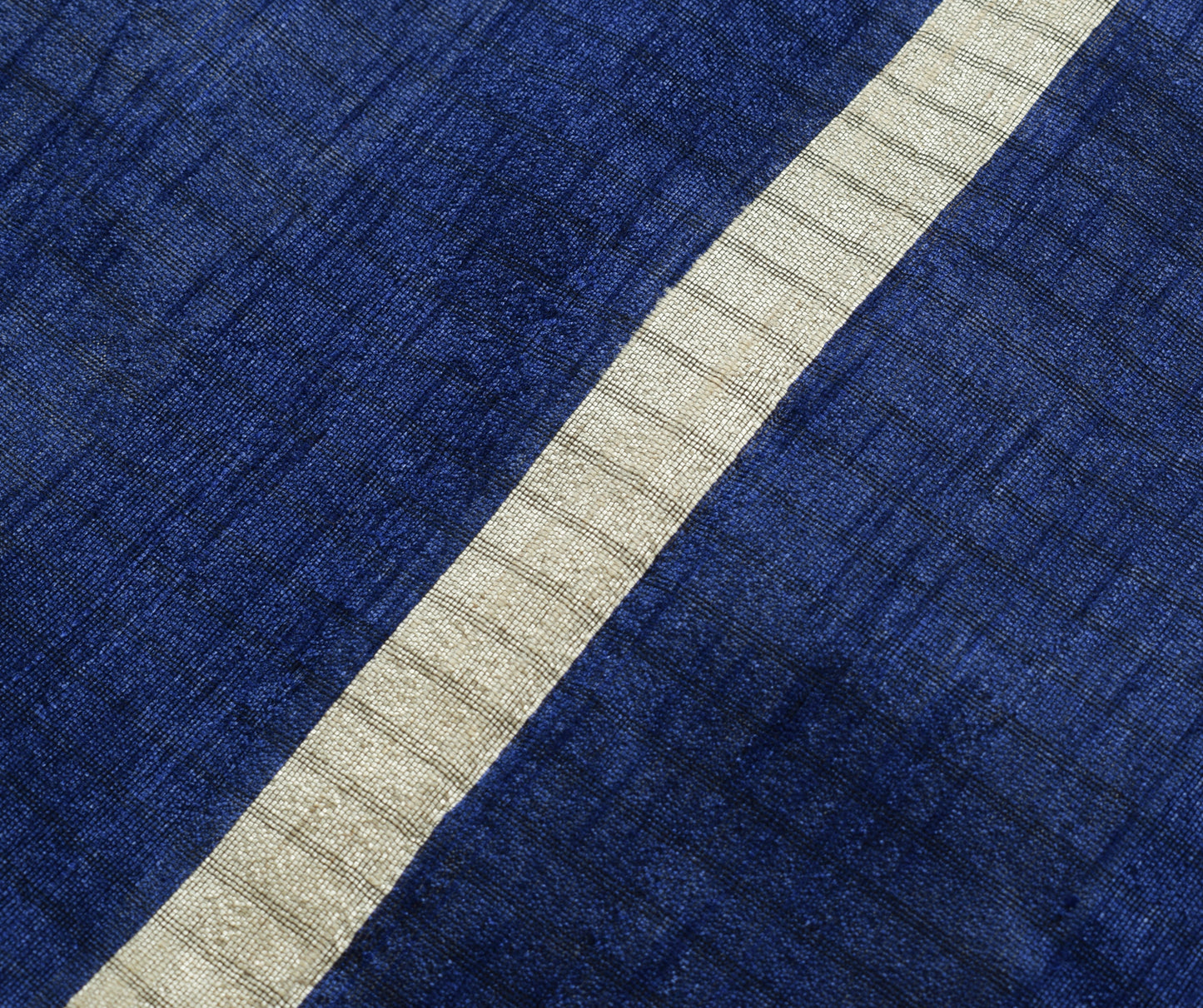 Sushila Vintage Blue Indian Saree Blend Silk Printed Strips Sari Craft Fabric