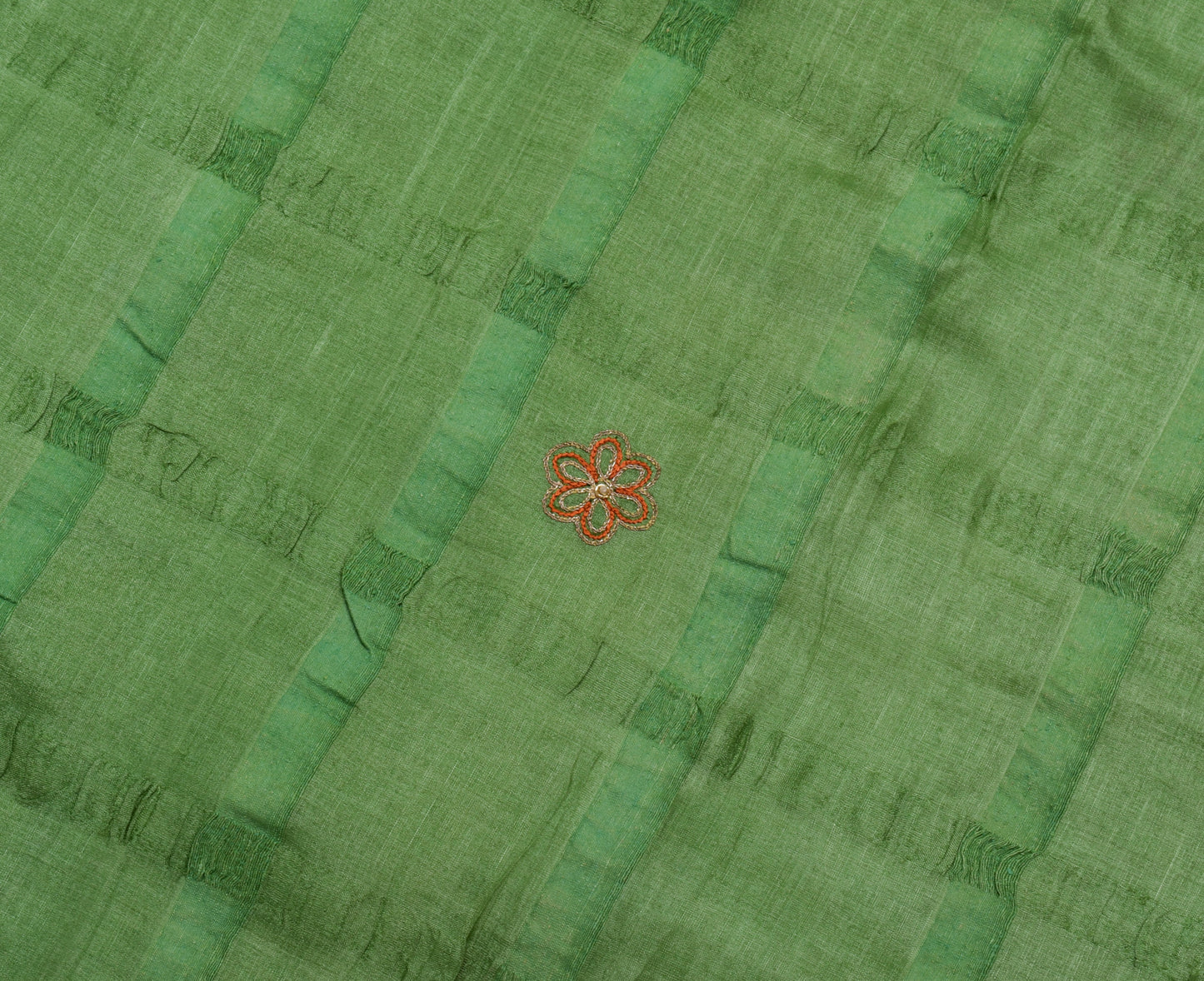 Sushila Vintage Green Indian Saree 100% Pure Silk  Embroidery Floral Sari Fabric