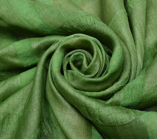 Sushila Vintage Green Indian Saree 100% Pure Silk  Embroidery Floral Sari Fabric