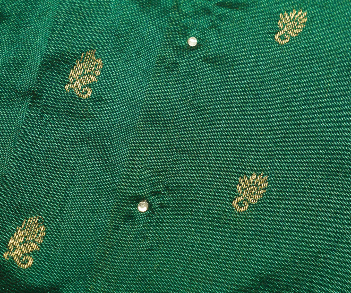 Sushila Vintage Green Saree Blend Silk Zari Woven Paisley Sari 5 Yd Craft Fabric