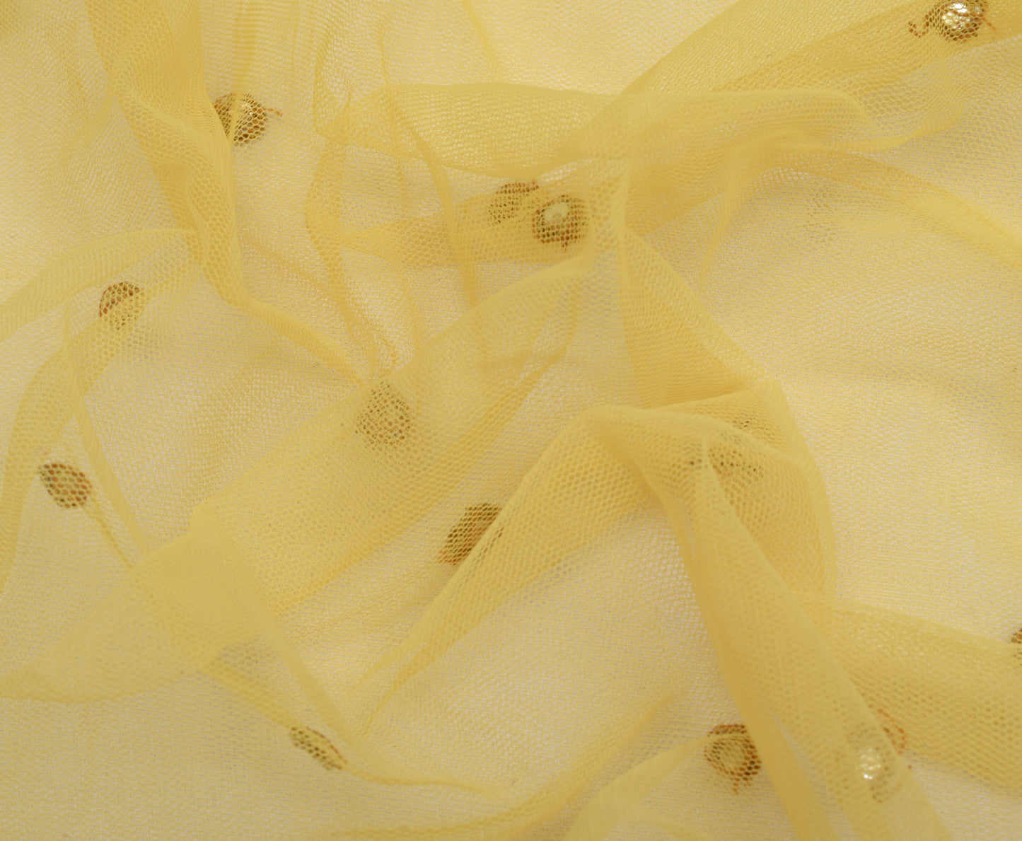 Sushila Vintage Yellow Wedding Saree Net Mesh Hand Beaded Floral HEAVY Sari 5 YD Craft Fabric