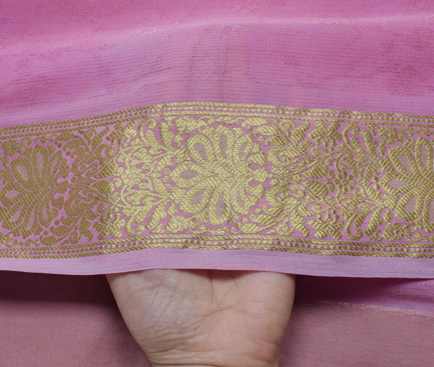Sushila Vintage Lavender Saree Pure Georgette Silk Woven Floral 5 YD Sari Fabric