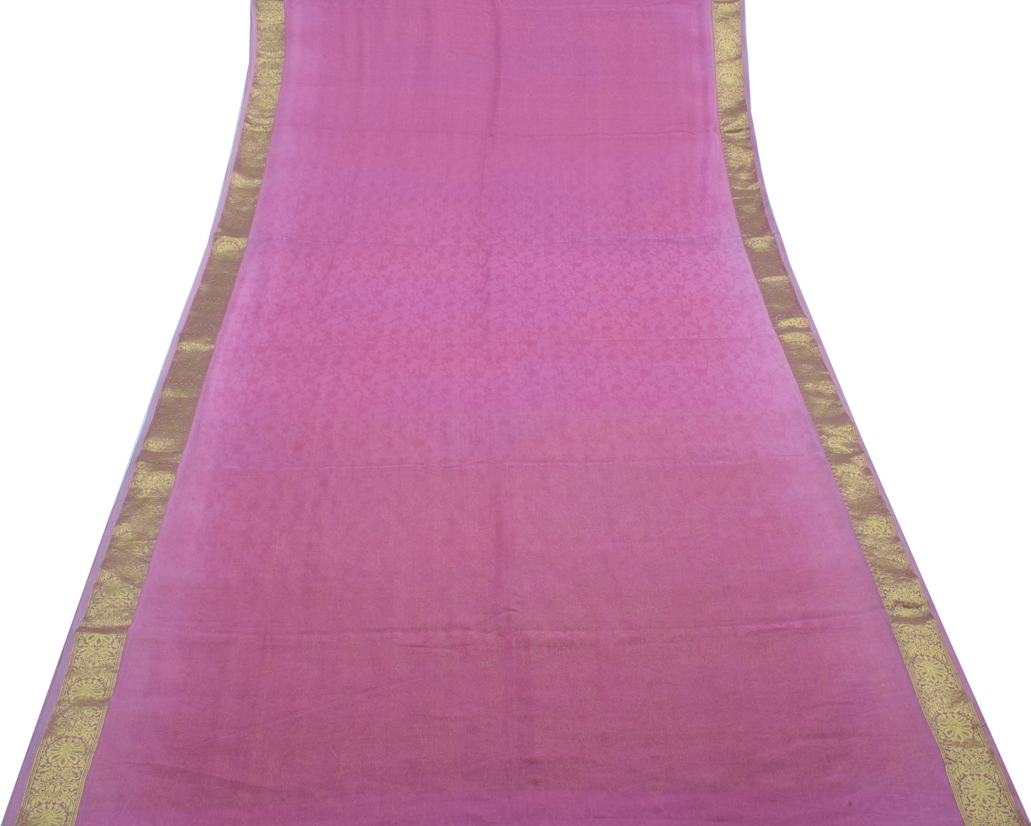Sushila Vintage Lavender Saree Pure Georgette Silk Woven Floral 5 YD Sari Fabric