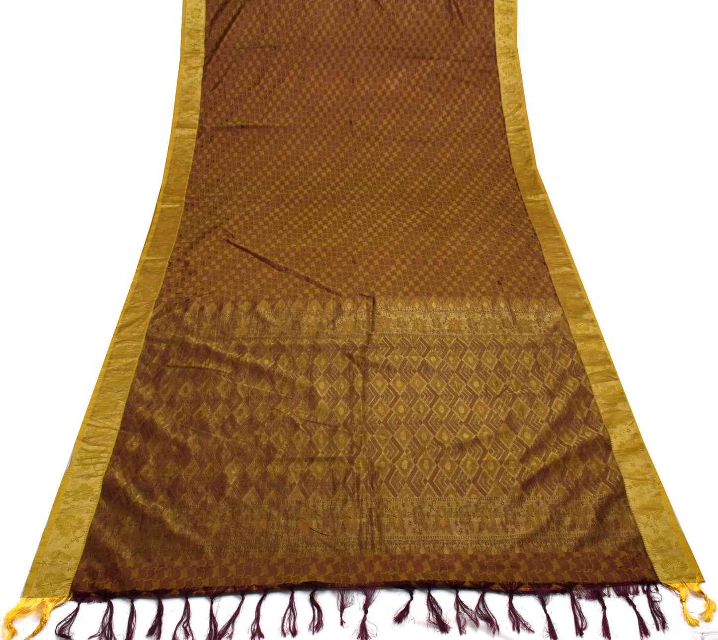 Sushila Vintage Dual Tone Indian Saree Blend Silk Woven 5 Yard Sari Craft Fabric