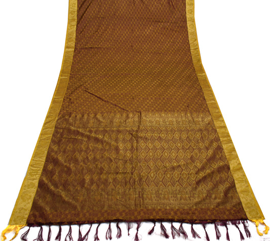 Sushila Vintage Dual Tone Indian Saree Blend Silk Woven 5 Yard Sari Craft Fabric