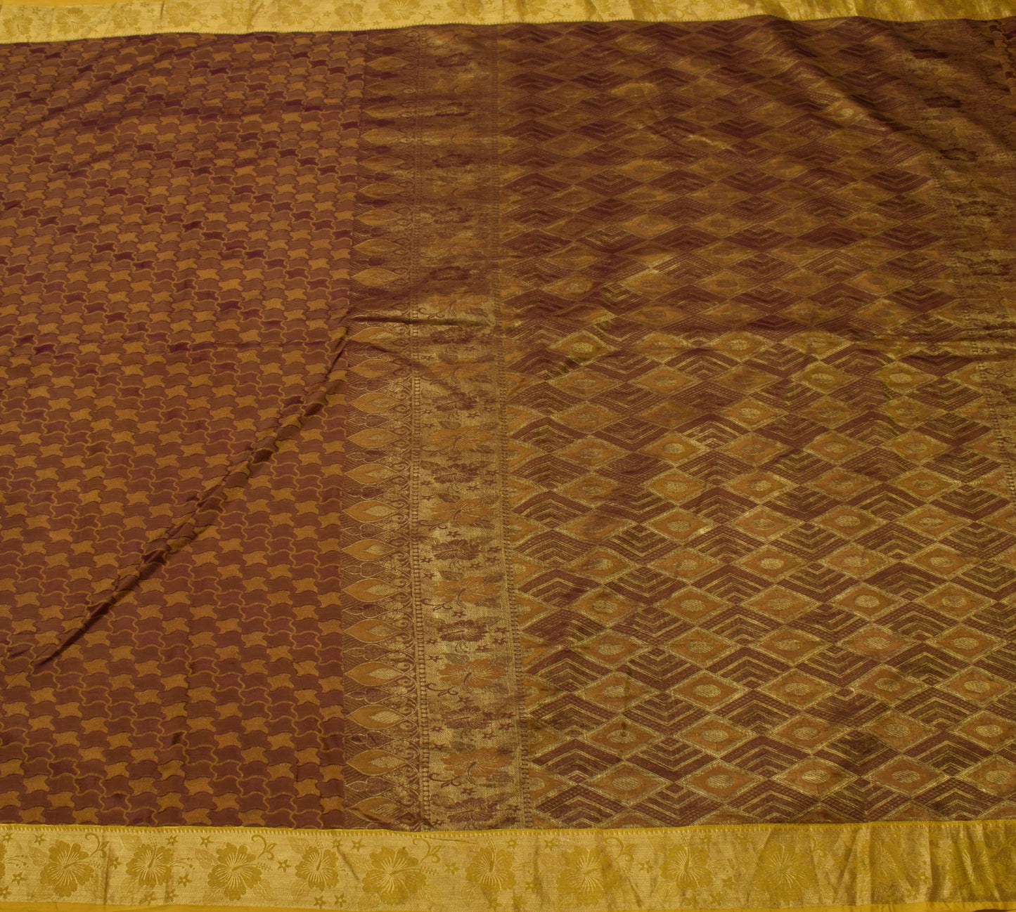 Sushila Vintage Dual Tone Indian Saree Blend Silk Woven 5 Yard Sari Craft Fabric