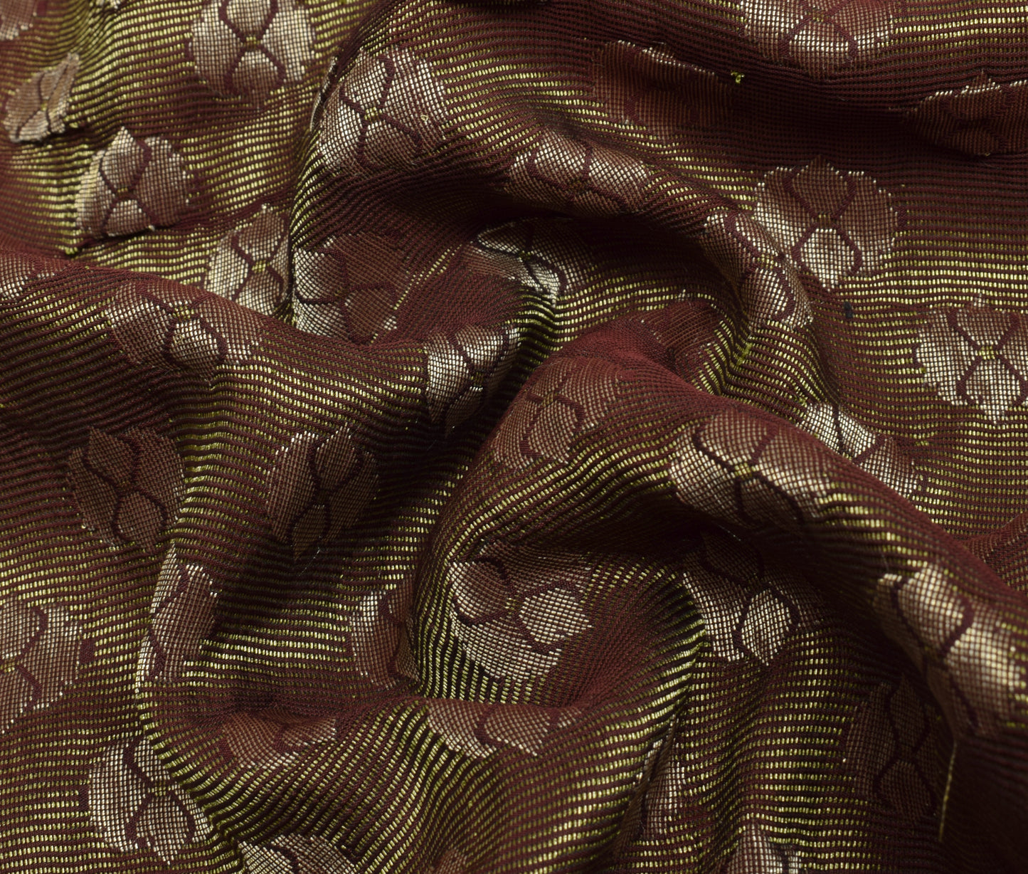 Sushila Vintage Deep Mauve Saree 100% Pure Silk Woven Floral Sari Craft Fabric