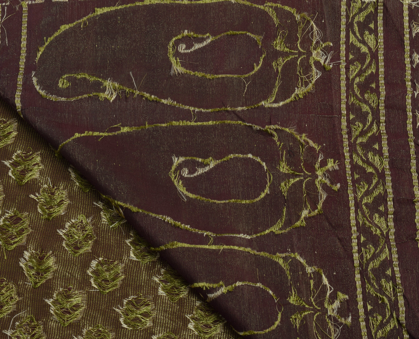 Sushila Vintage Deep Mauve Saree 100% Pure Silk Woven Floral Sari Craft Fabric
