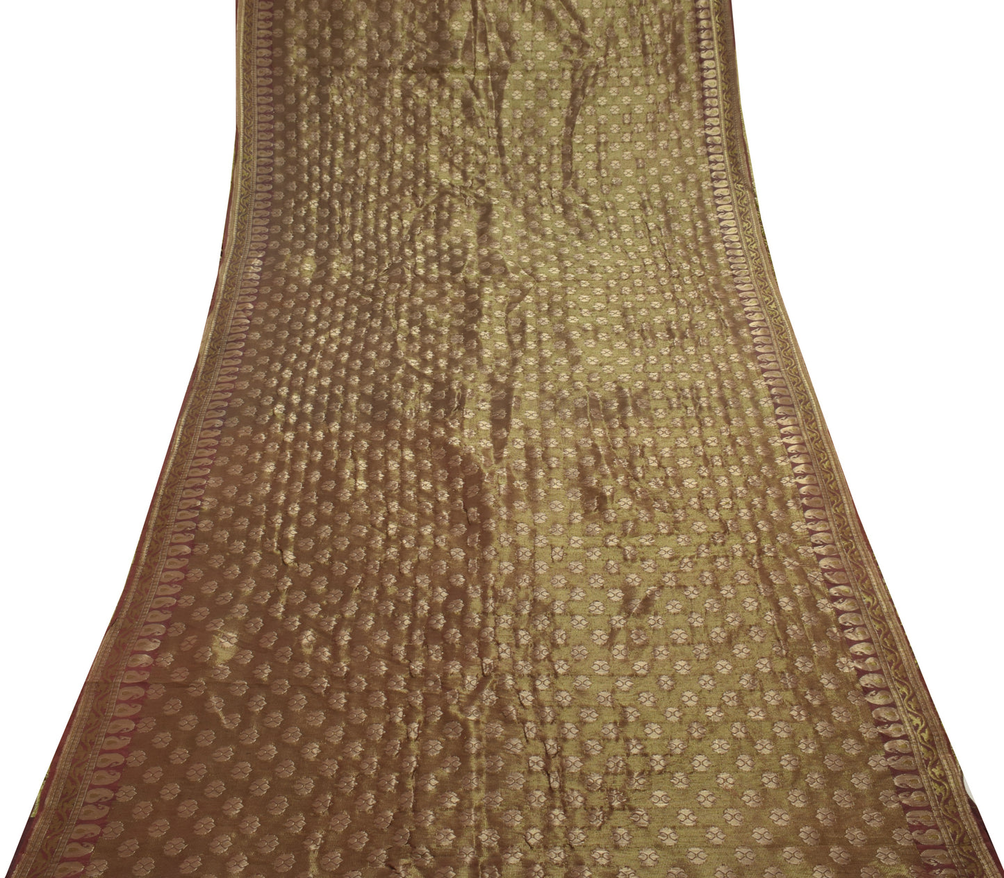 Sushila Vintage Deep Mauve Saree 100% Pure Silk Woven Floral Sari Craft Fabric