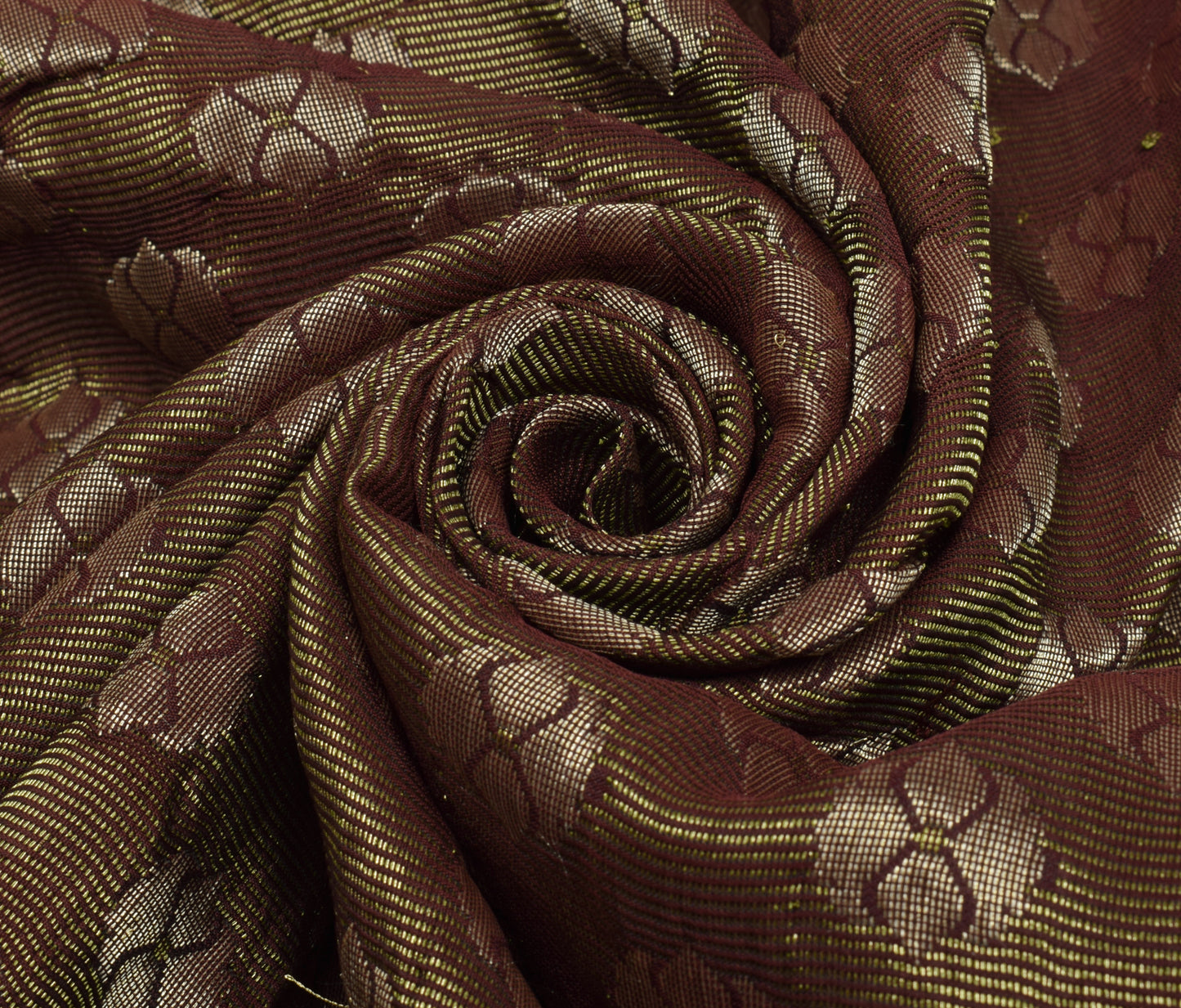 Sushila Vintage Deep Mauve Saree 100% Pure Silk Woven Floral Sari Craft Fabric