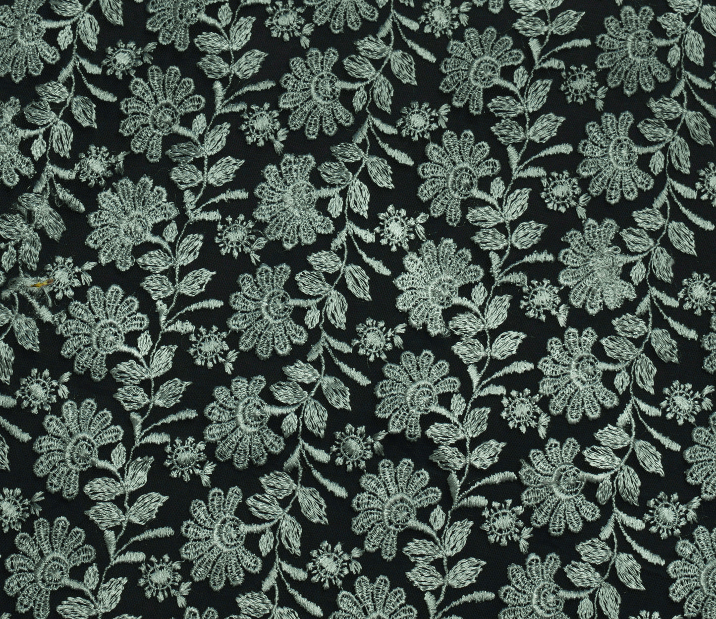 Sushila Vintage Black Saree Net Mesh Embroidered Floral 5 Yard Sari Craft Fabric