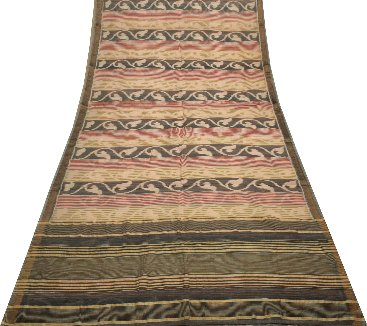 Sushila Vintage Indian Saree 100% Pure Cotton Woven Sari 5 Yard Craft Fabric