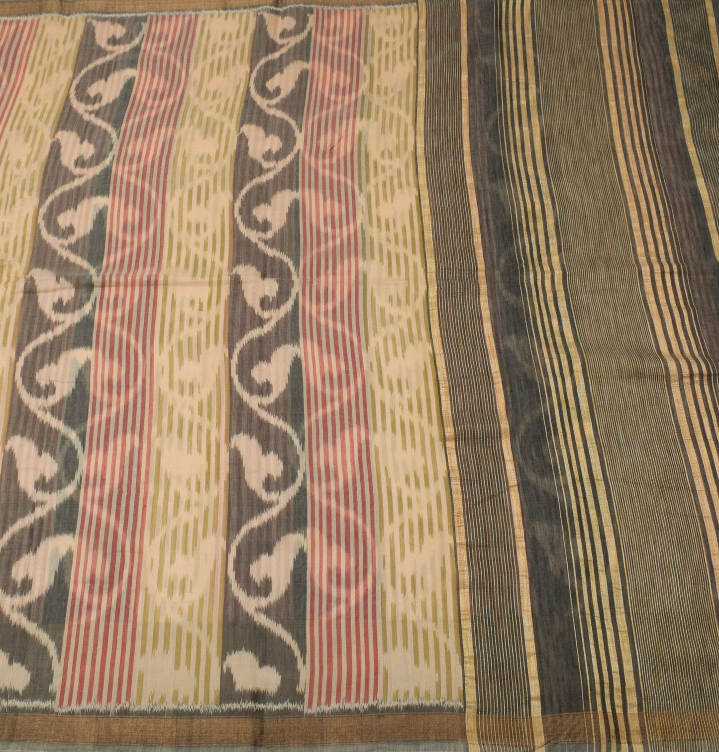 Sushila Vintage Indian Saree 100% Pure Cotton Woven Sari 5 Yard Craft Fabric