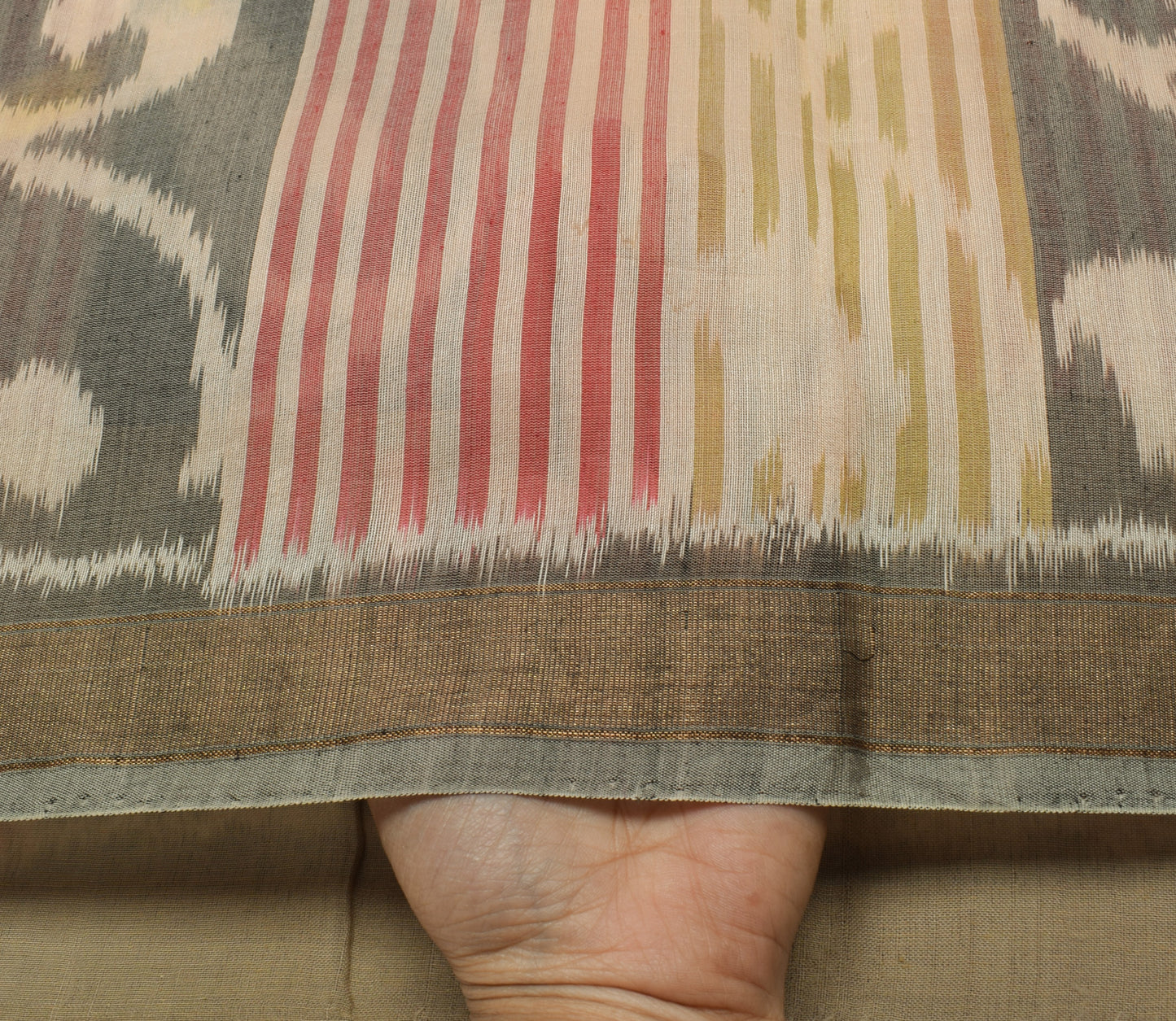 Sushila Vintage Indian Saree 100% Pure Cotton Woven Sari 5 Yard Craft Fabric