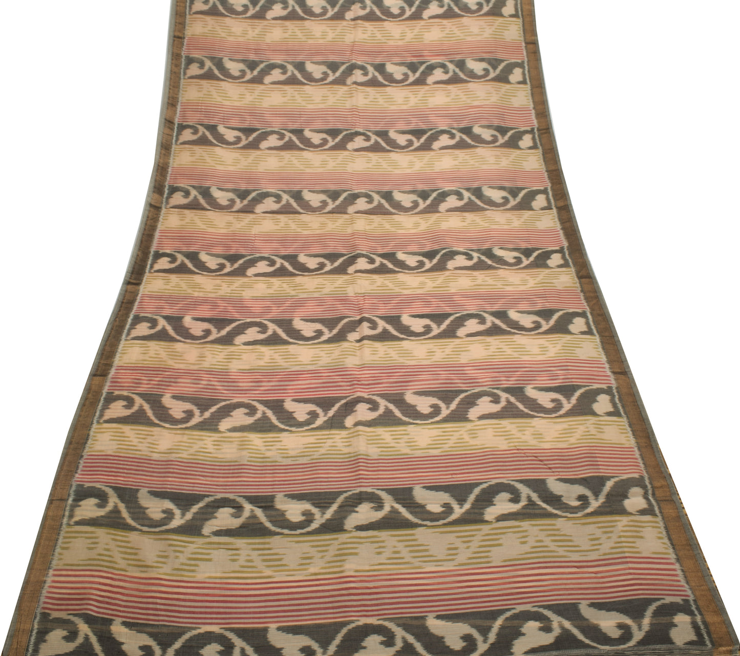 Sushila Vintage Indian Saree 100% Pure Cotton Woven Sari 5 Yard Craft Fabric