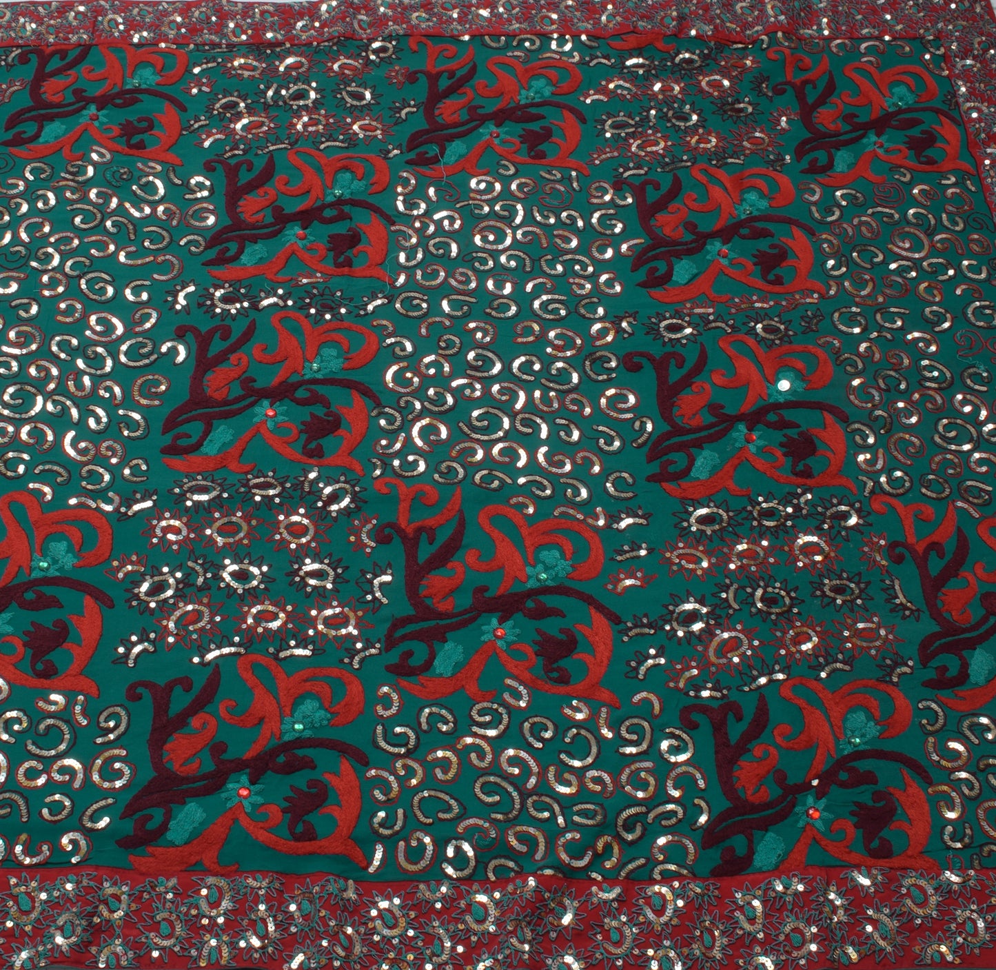 Sushila Vintage Saree Pure Georgette Hand Beaded HEAVY Sari With Blouse Fabric