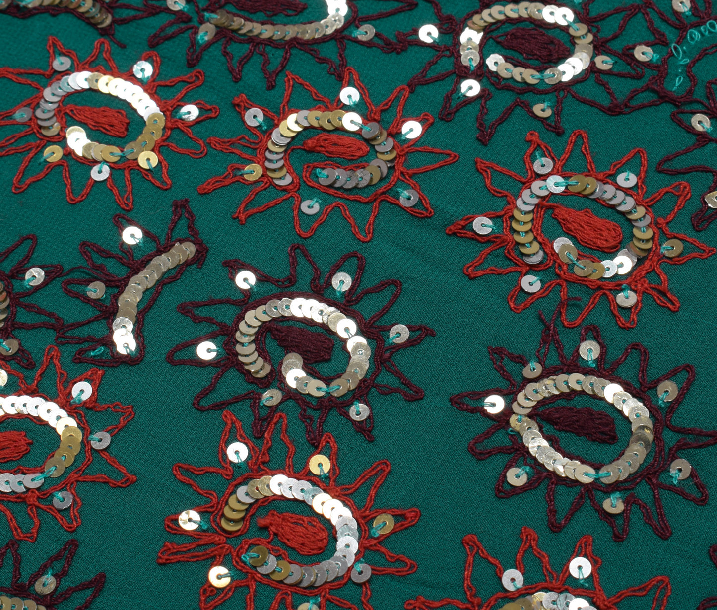 Sushila Vintage Saree Pure Georgette Hand Beaded HEAVY Sari With Blouse Fabric
