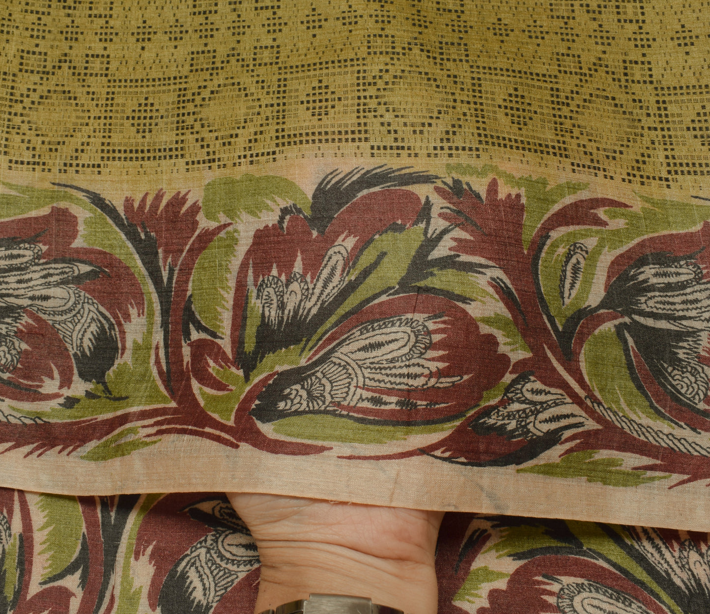 Sushila Vintage Green Indian Saree 100% Pure Silk Woven 5 Yard Sari Craft Fabric