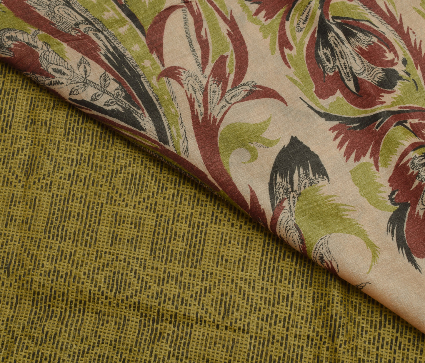 Sushila Vintage Green Indian Saree 100% Pure Silk Woven 5 Yard Sari Craft Fabric