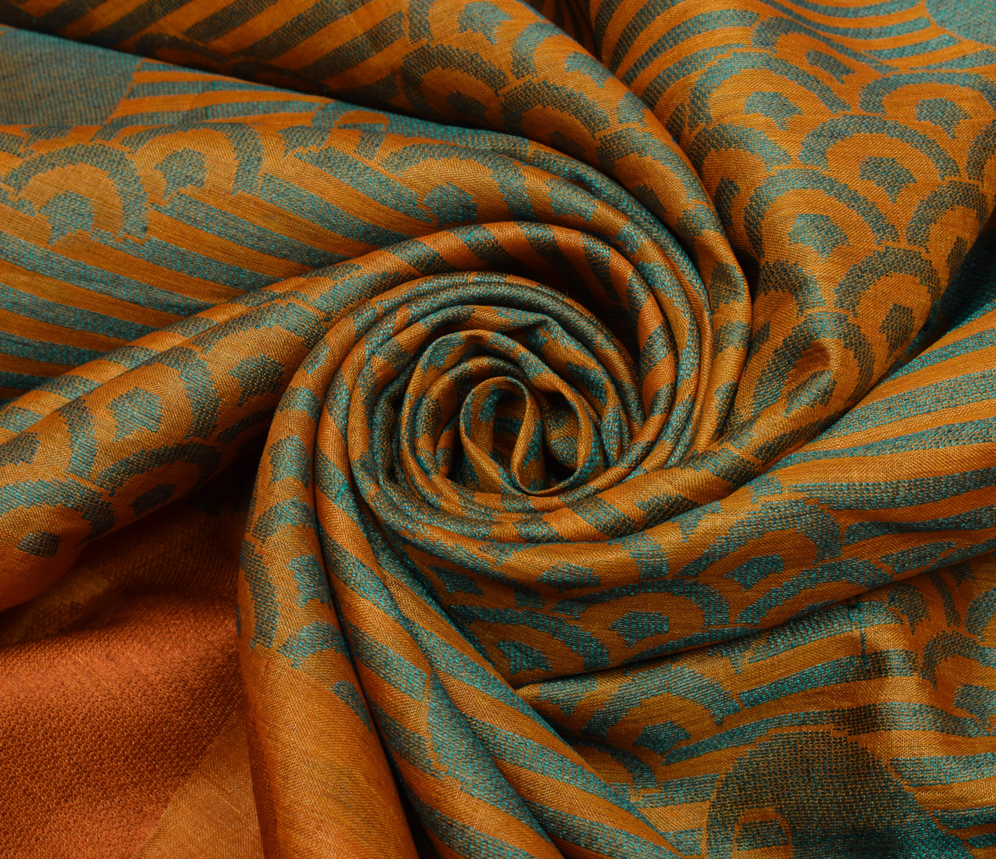 Sushila Vintage Mustard Indian Saree 100% Pure Woven Paisley Sari Craft Fabric