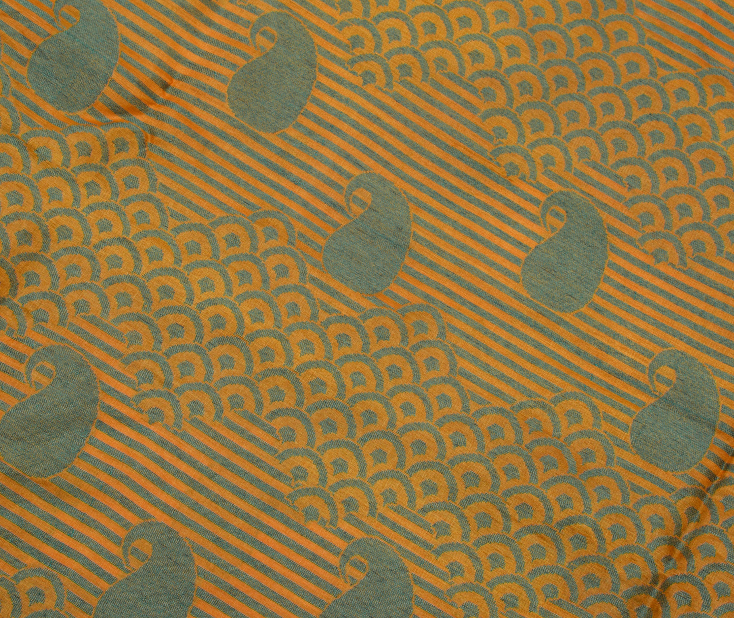 Sushila Vintage Mustard Indian Saree 100% Pure Woven Paisley Sari Craft Fabric