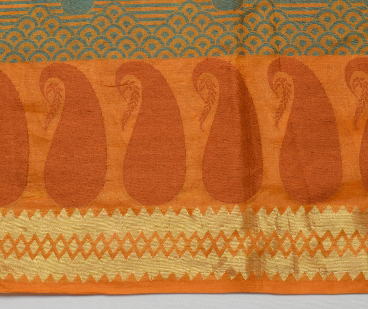 Sushila Vintage Mustard Indian Saree 100% Pure Woven Paisley Sari Craft Fabric