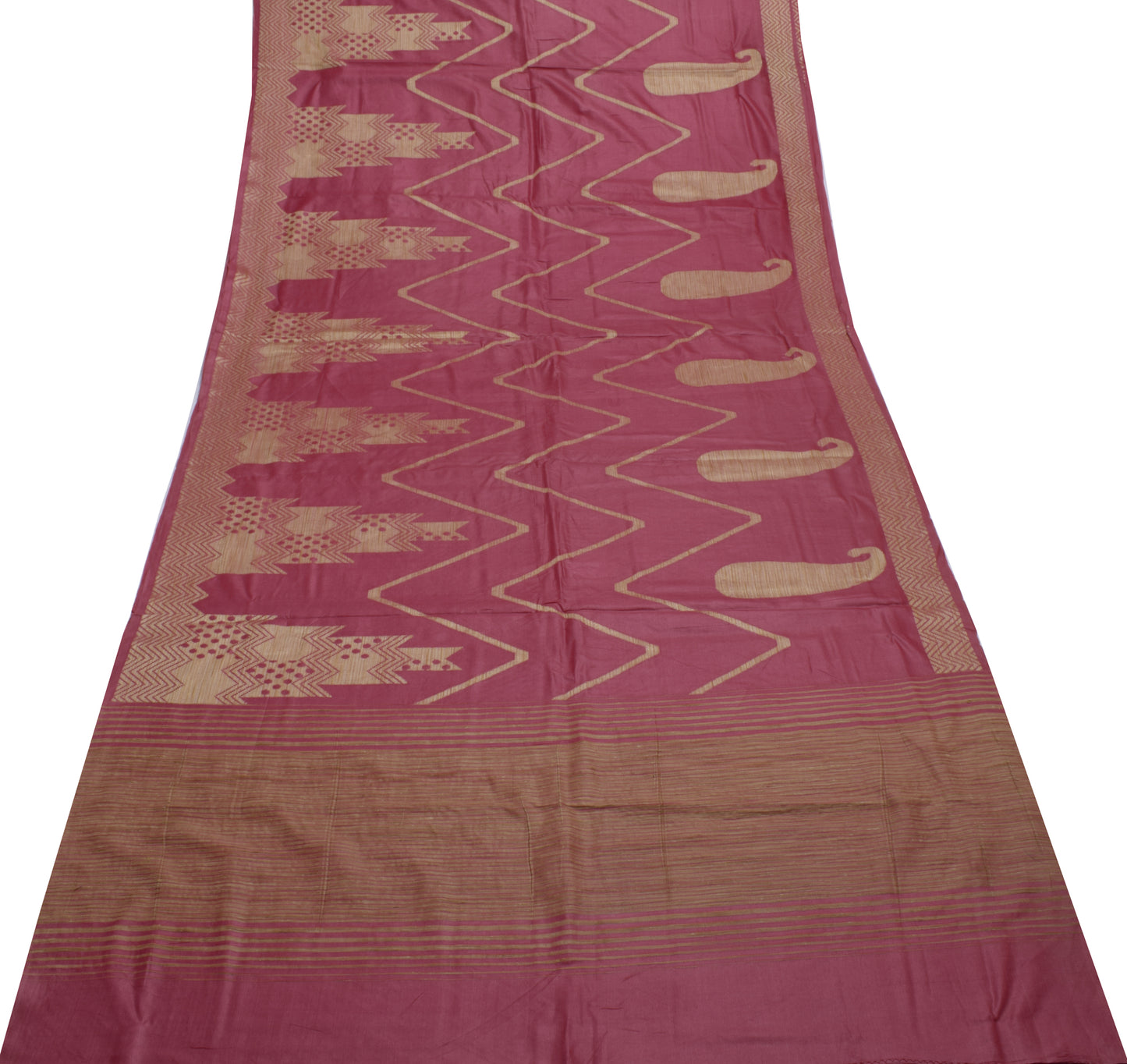 Sushila Vintage Indian Saree 100% Pure Silk Paisley Woven Sari 5 YD Craft Fabric